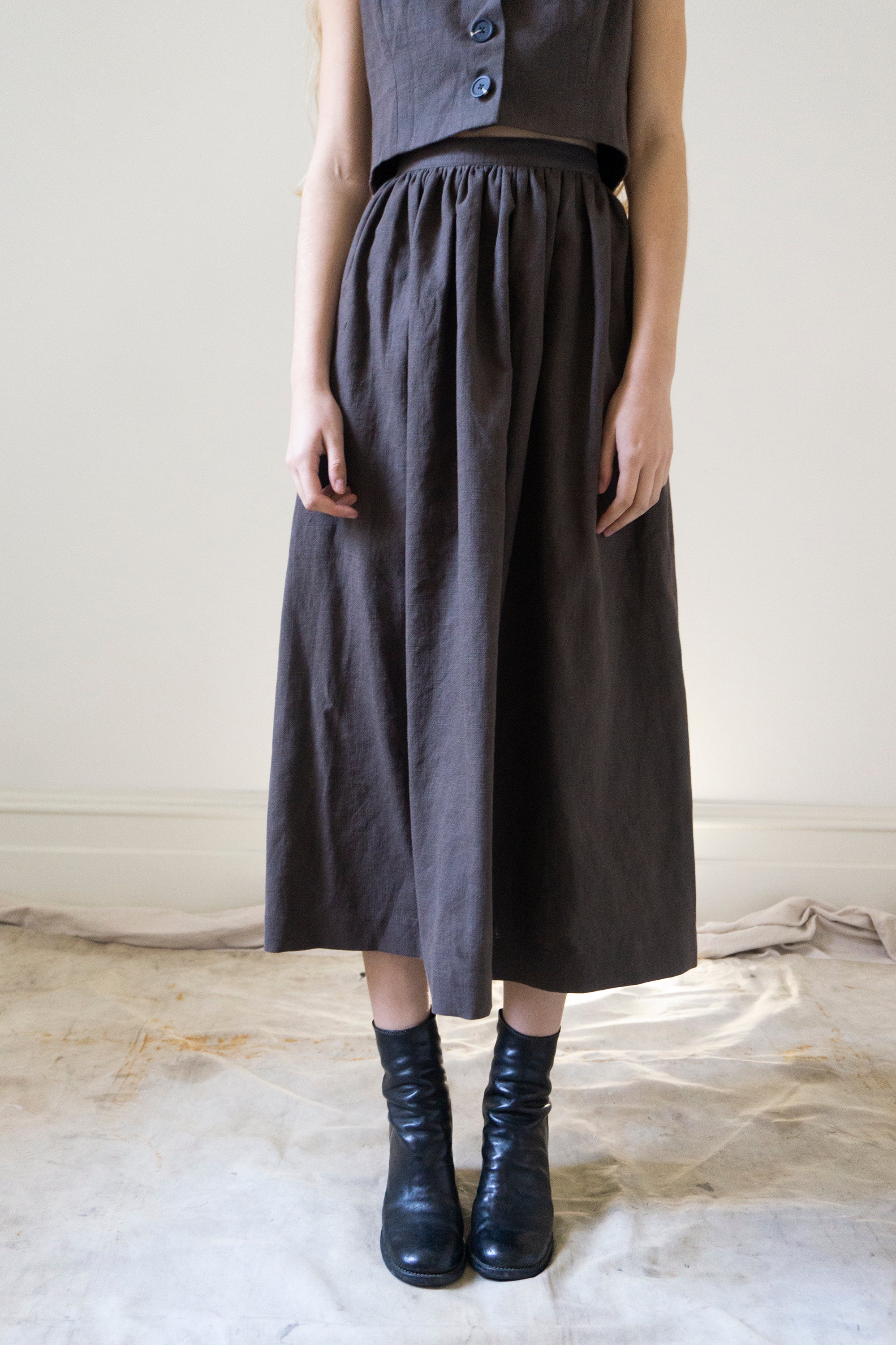 Marla Linen Skirt - Brown