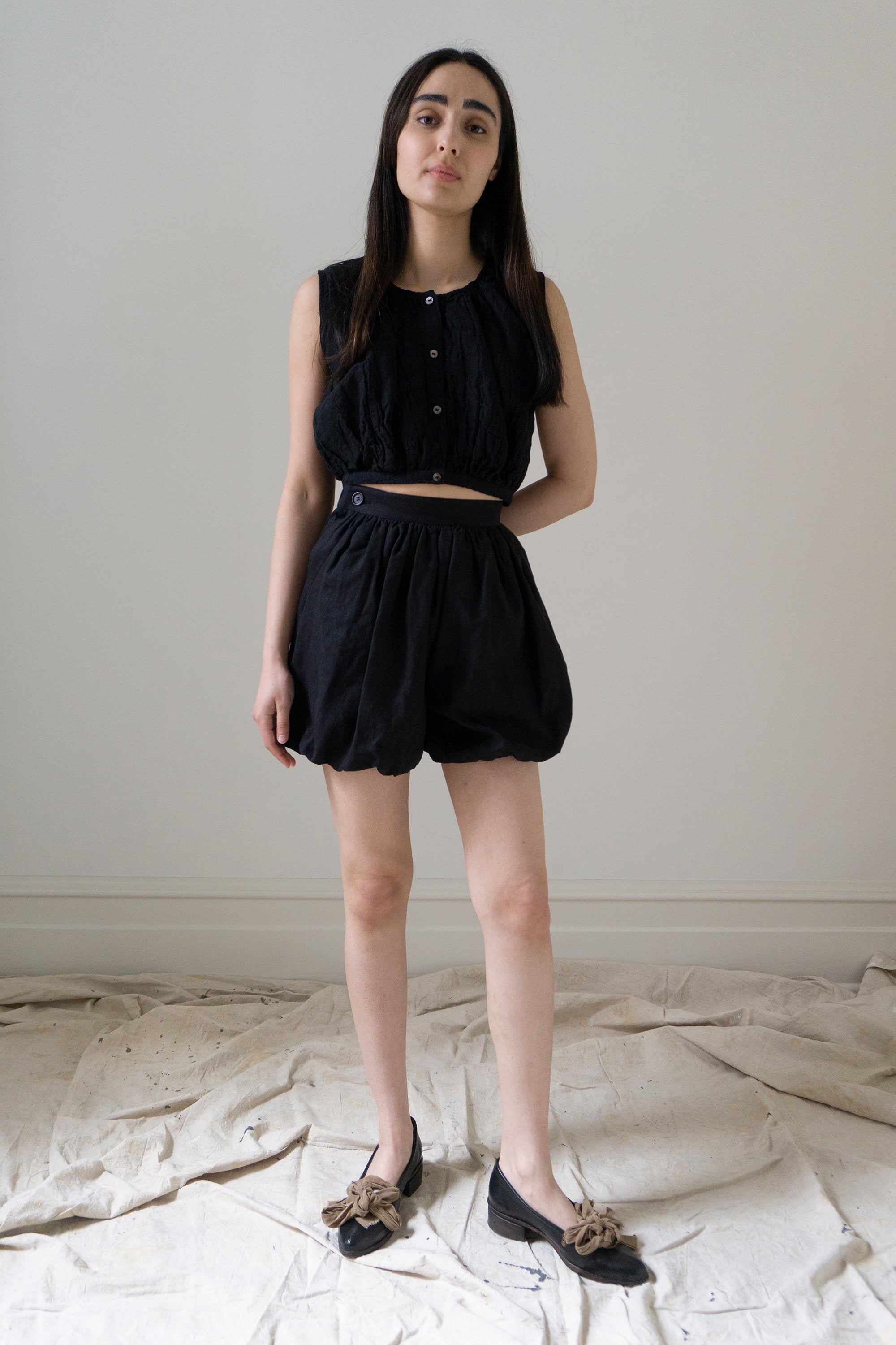 Alix Linen Shorts - Black
