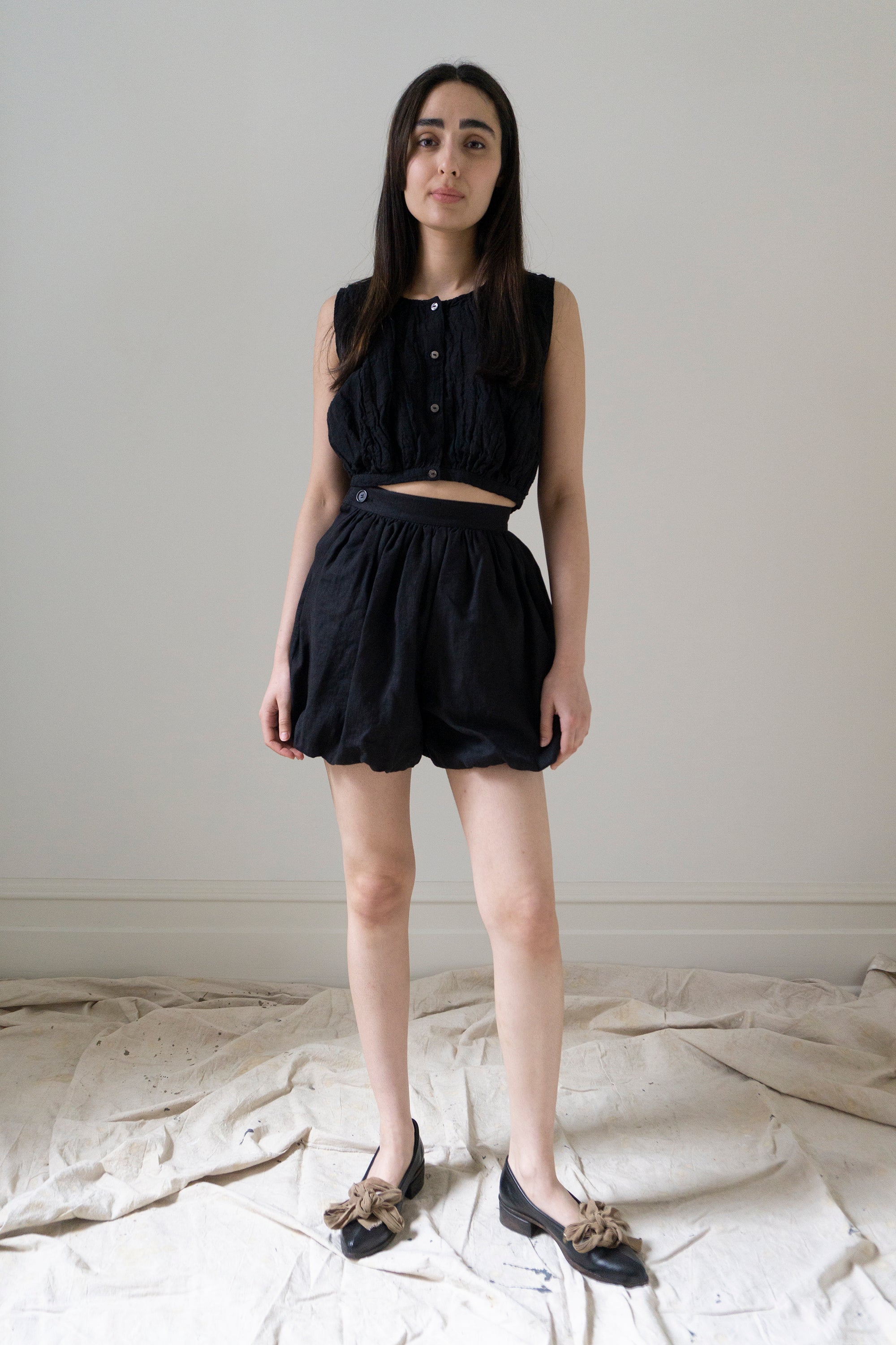 Alix Linen Shorts - Black