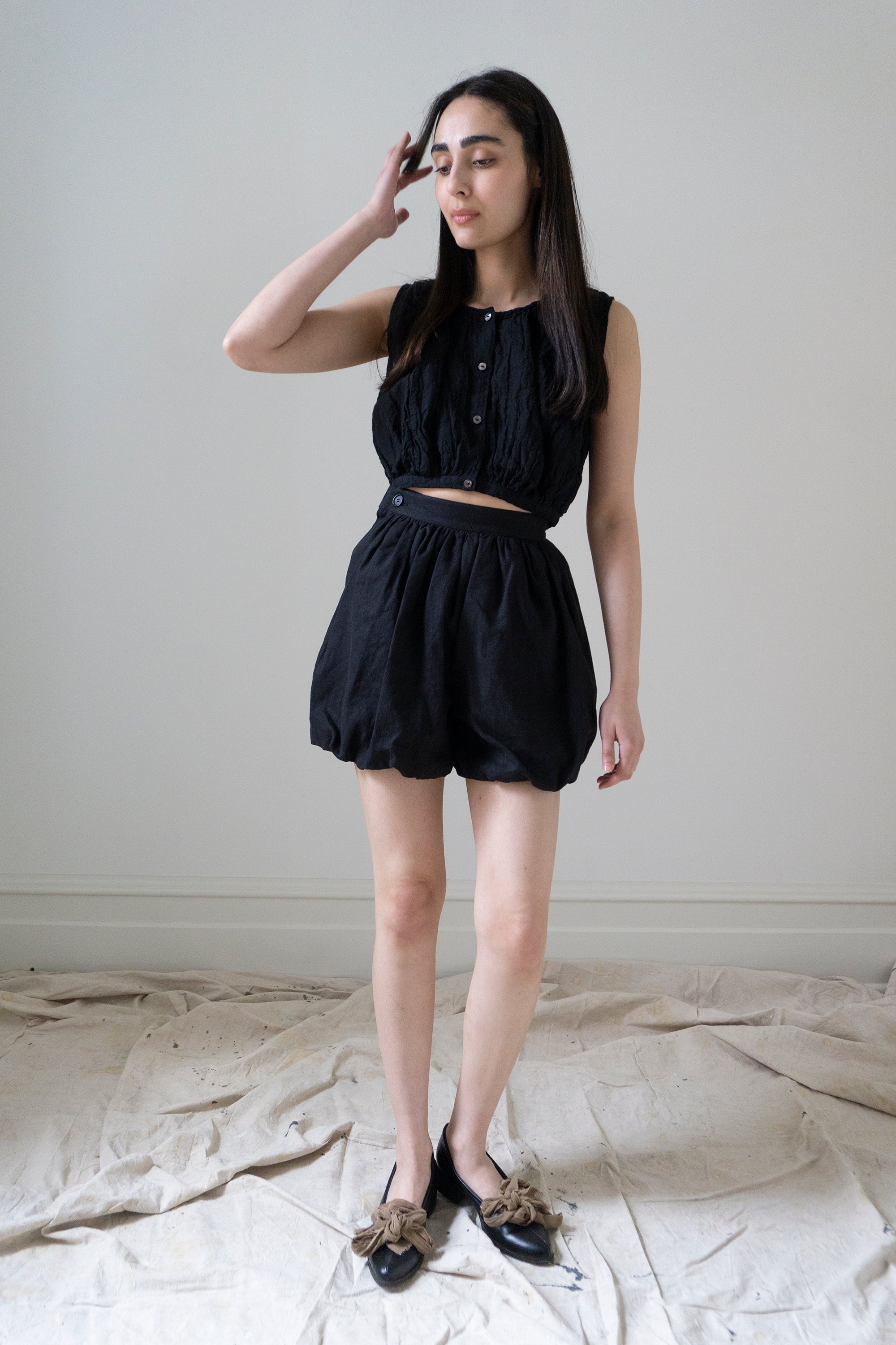 Alix Linen Shorts - Black