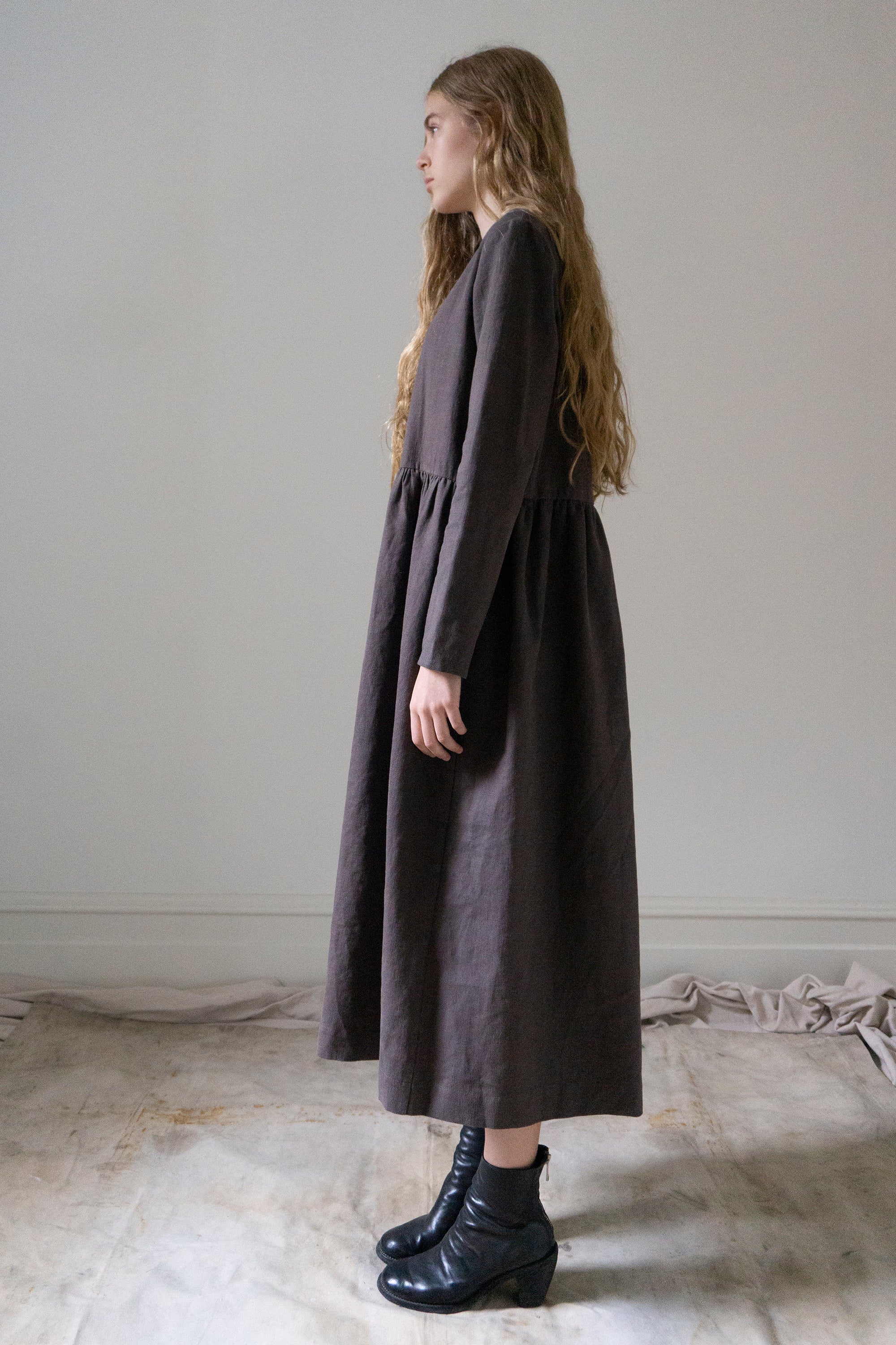 Alys Linen Dress - Brown