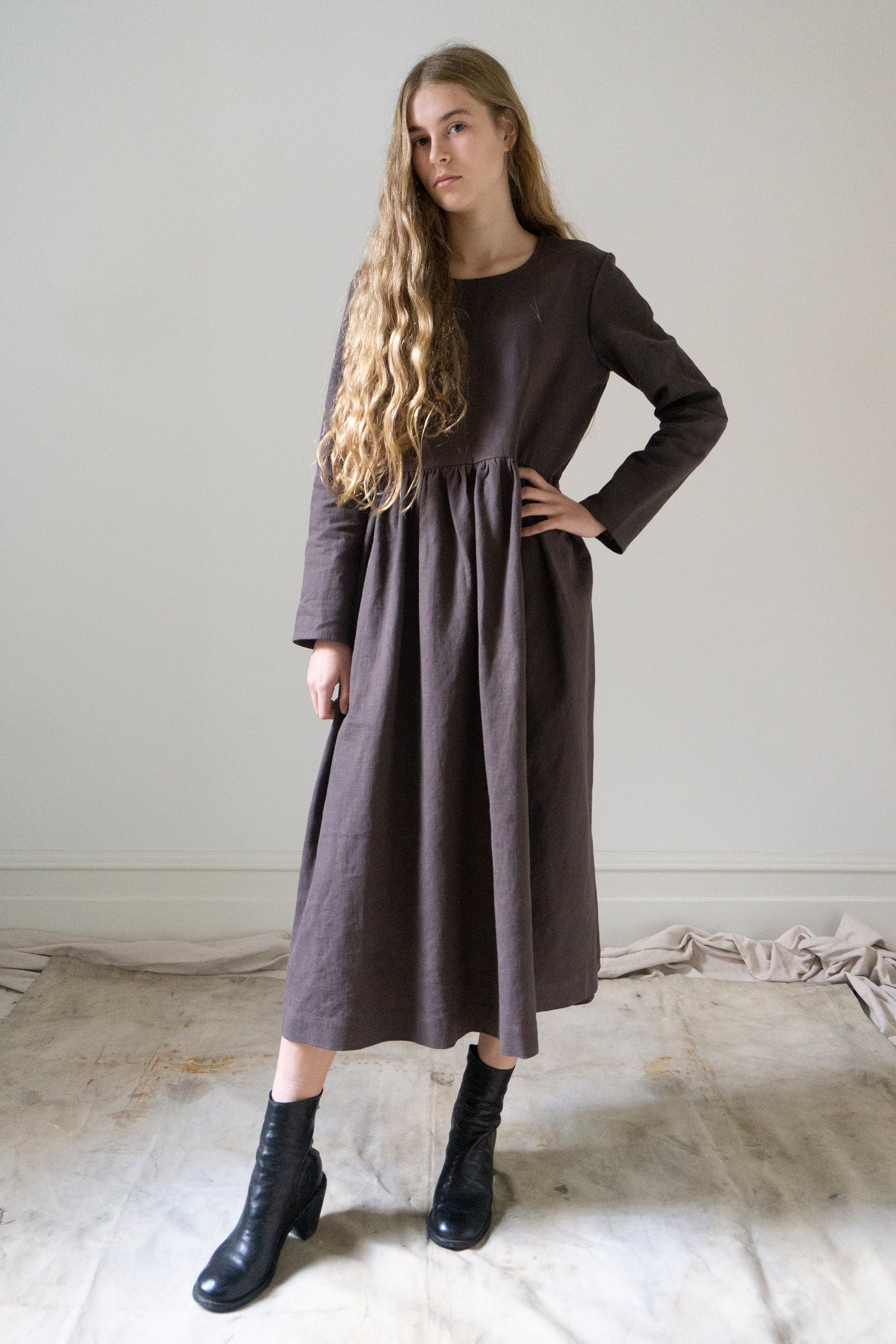 Alys Linen Dress - Brown