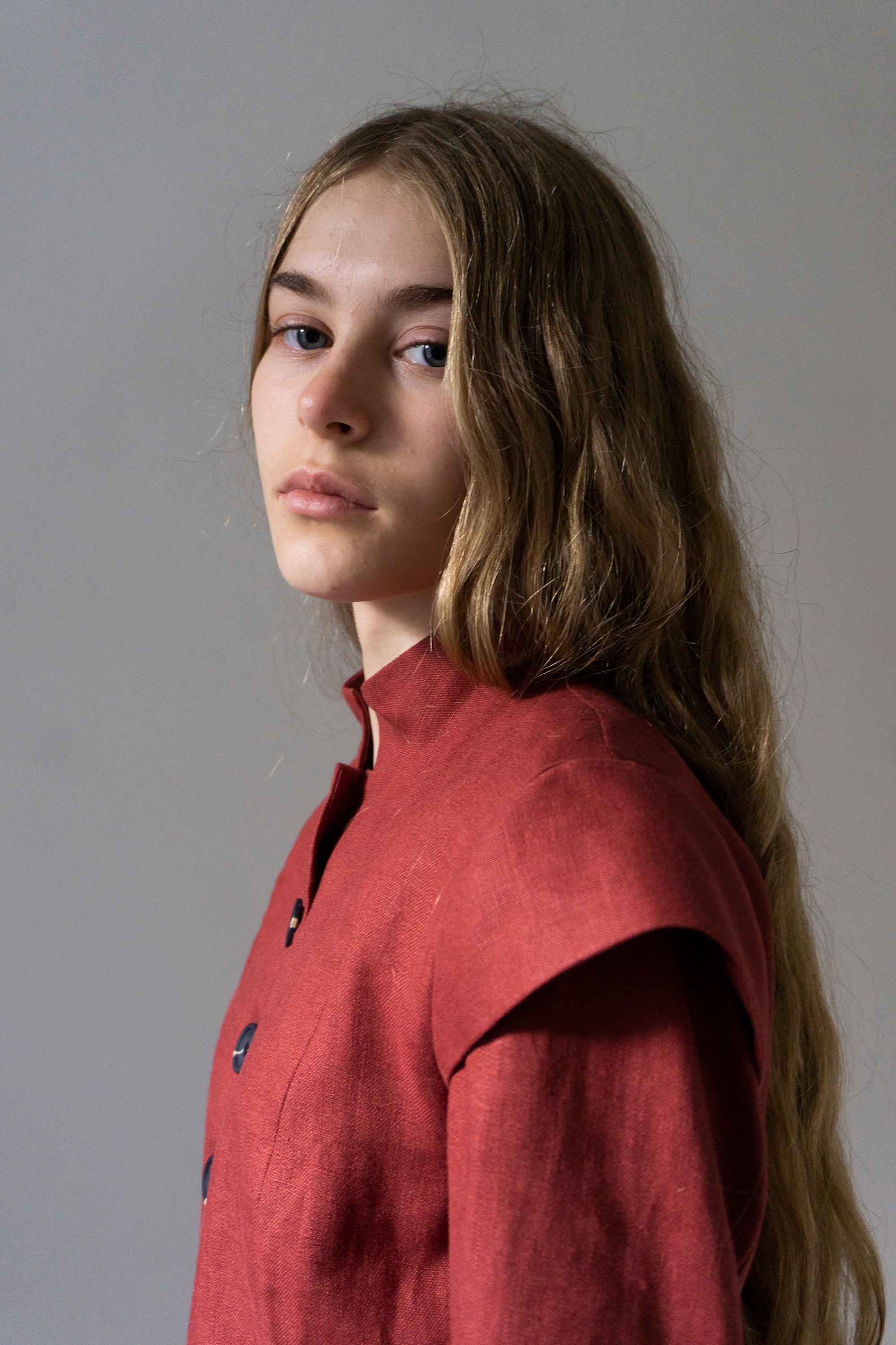Guinevere Linen Jacket - Carmine