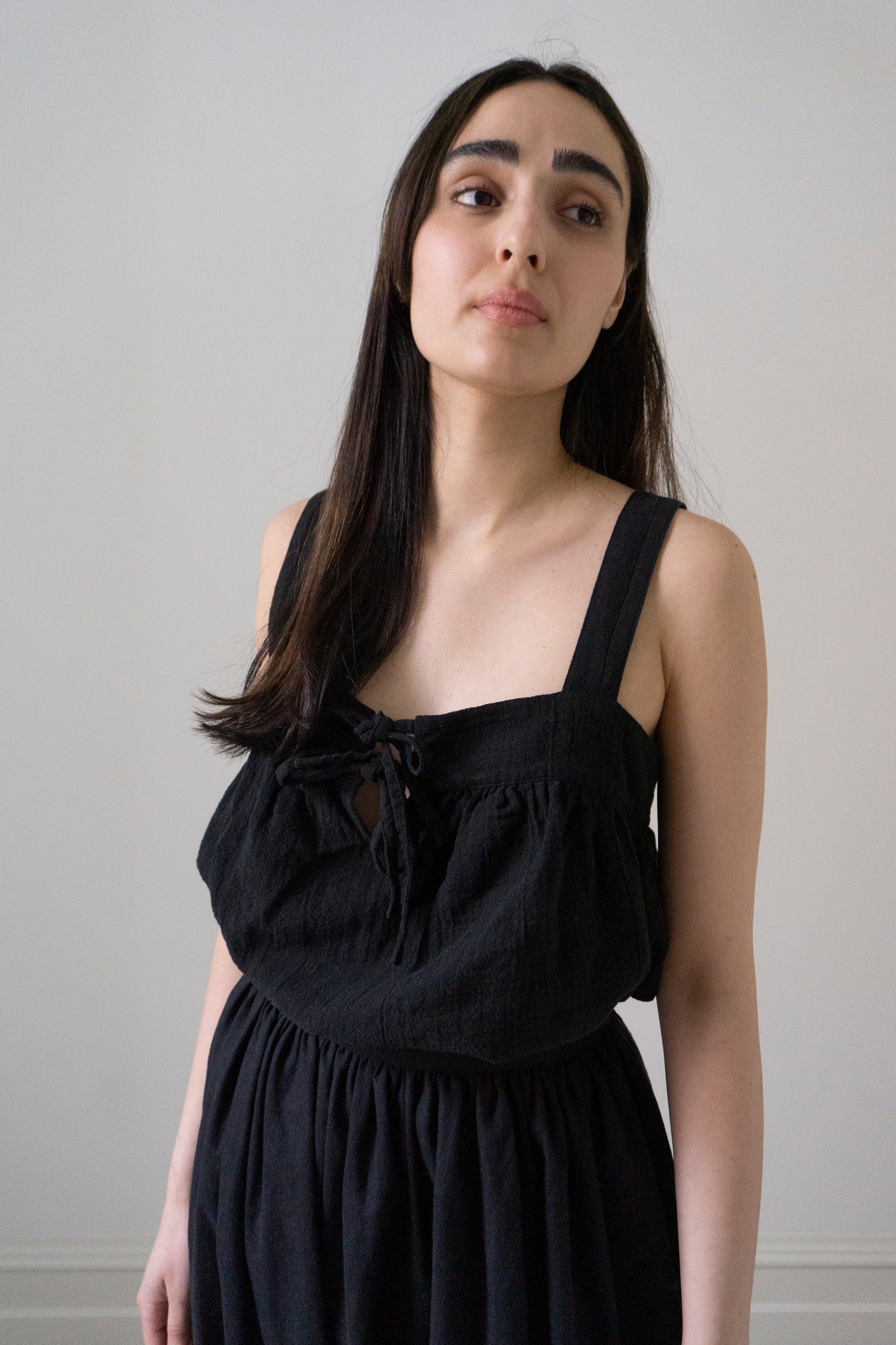 Claude Linen Top - Black (SIZE L)
