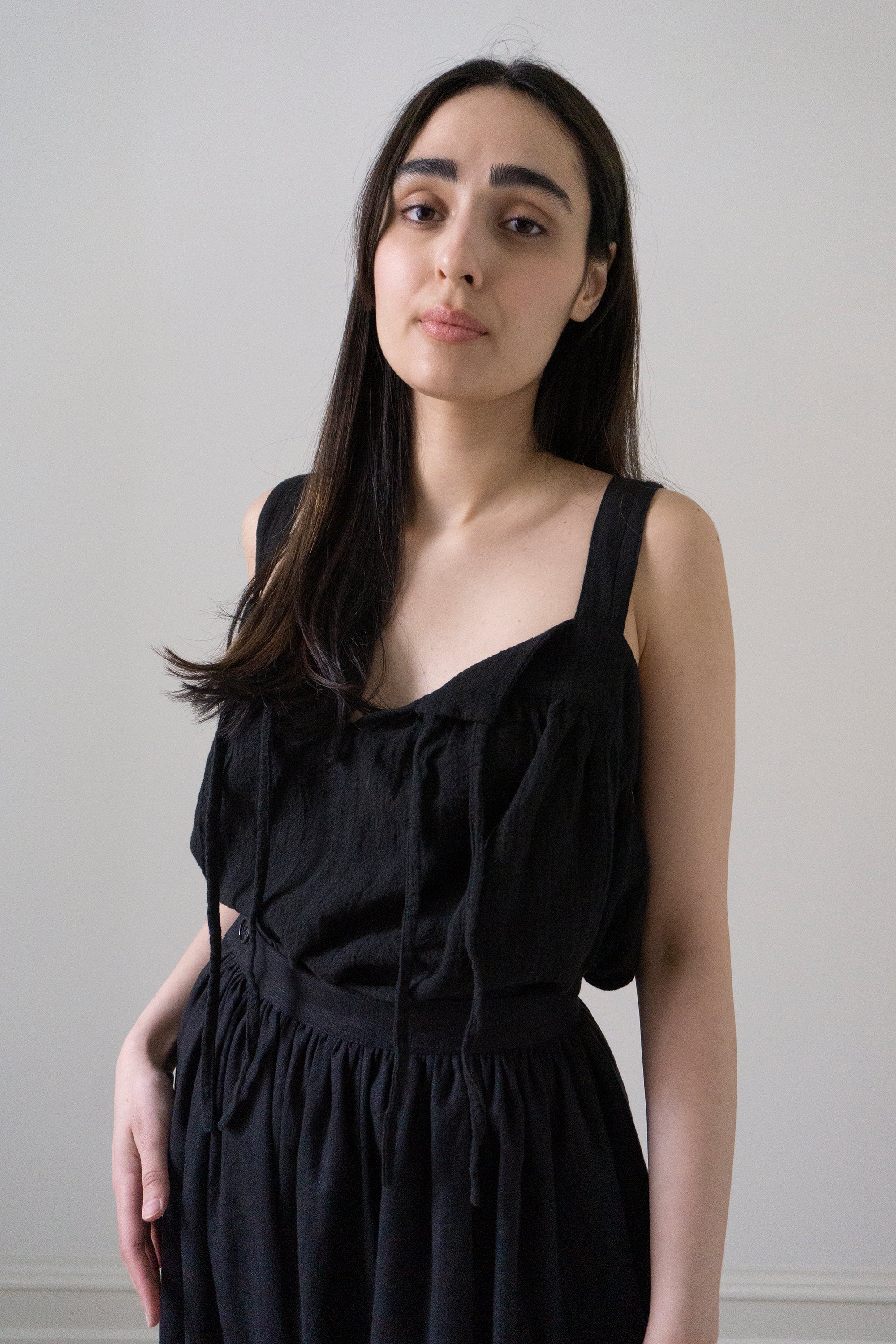 Claude Linen Top - Black (SIZE L)