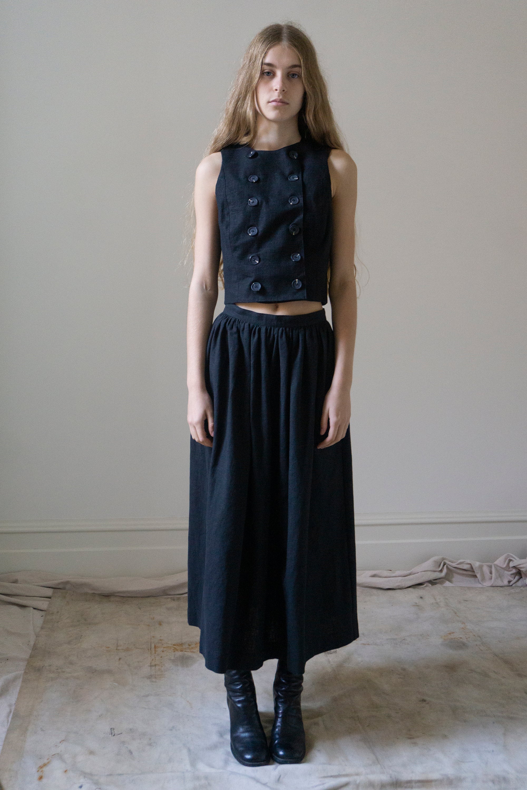 Cora Linen Waistcoat - Black