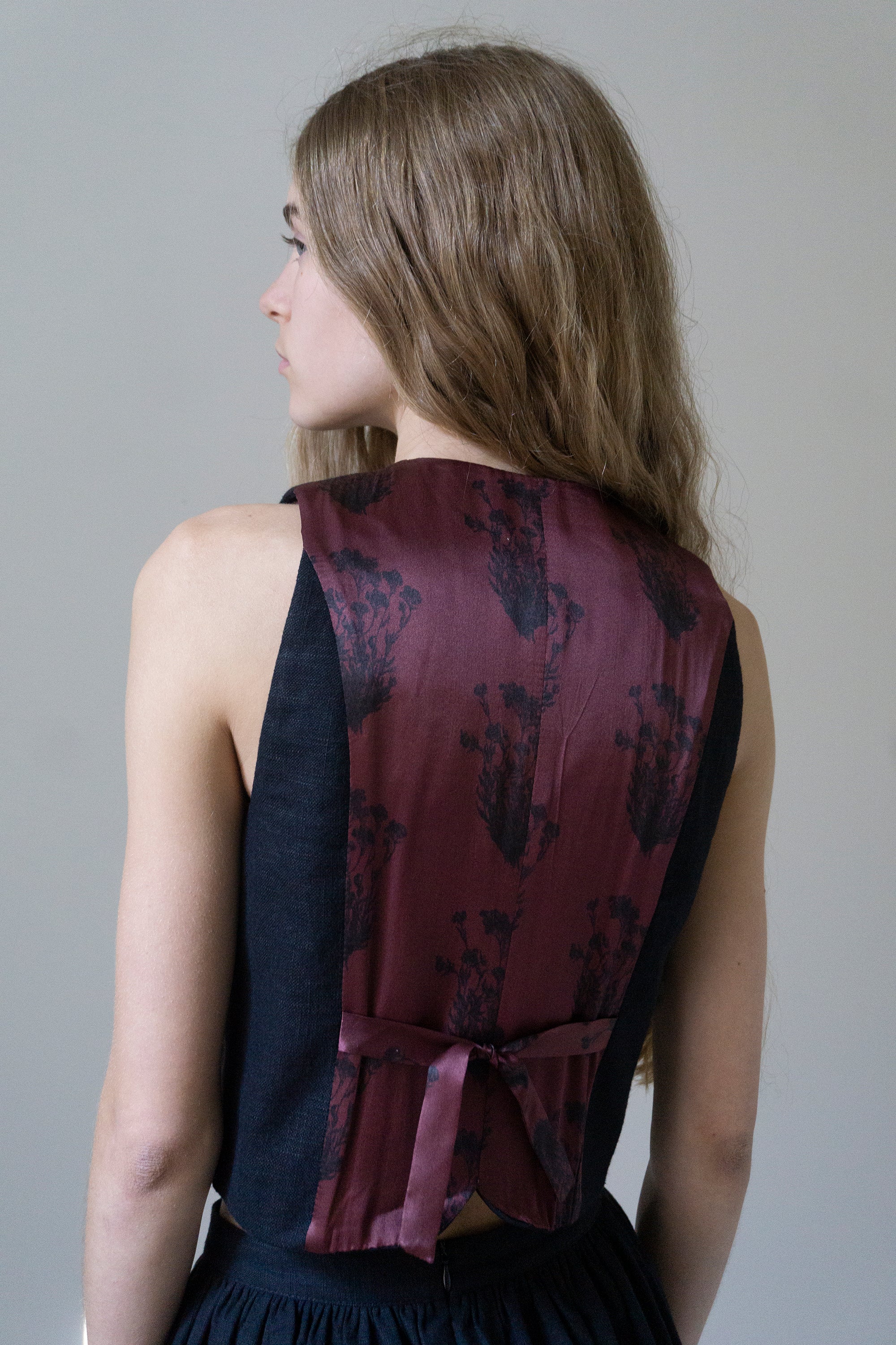 Cora Linen Waistcoat - Black