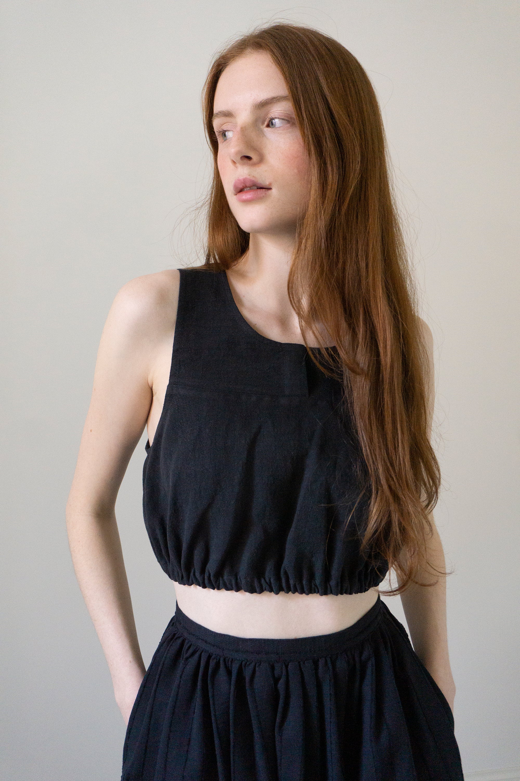 Leonie Linen Top - Black