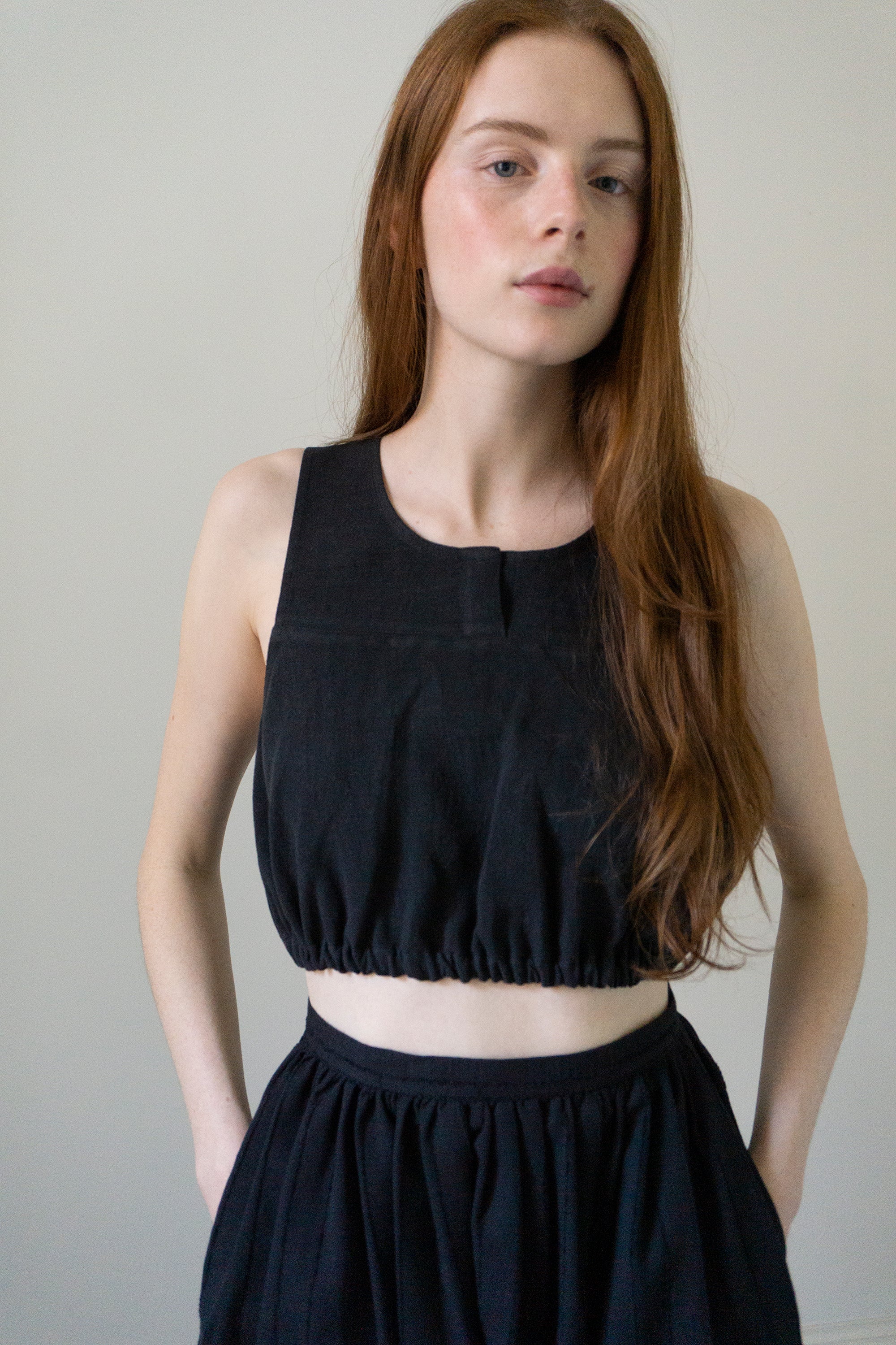Leonie Linen Top - Black