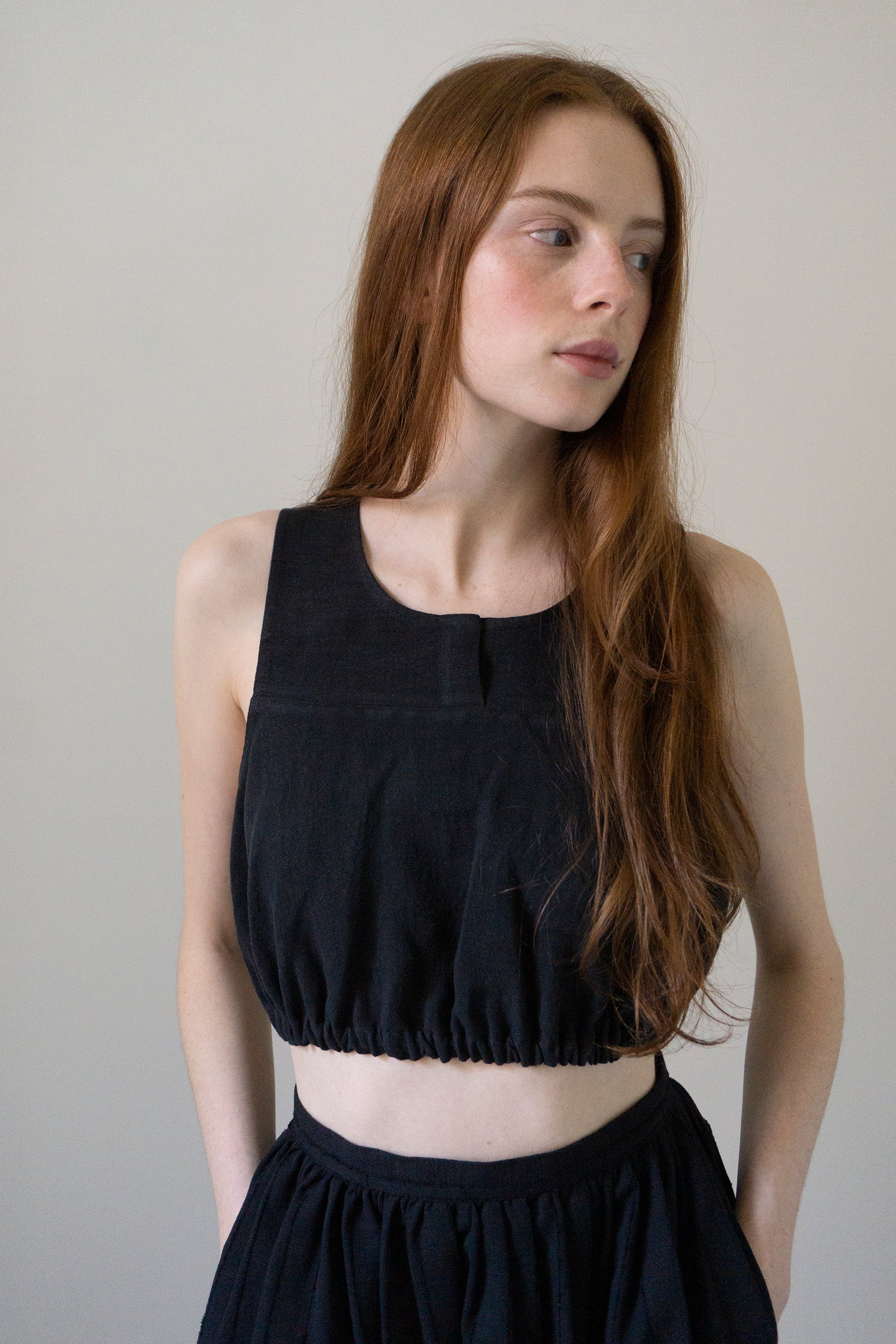 Leonie Linen Top - Black