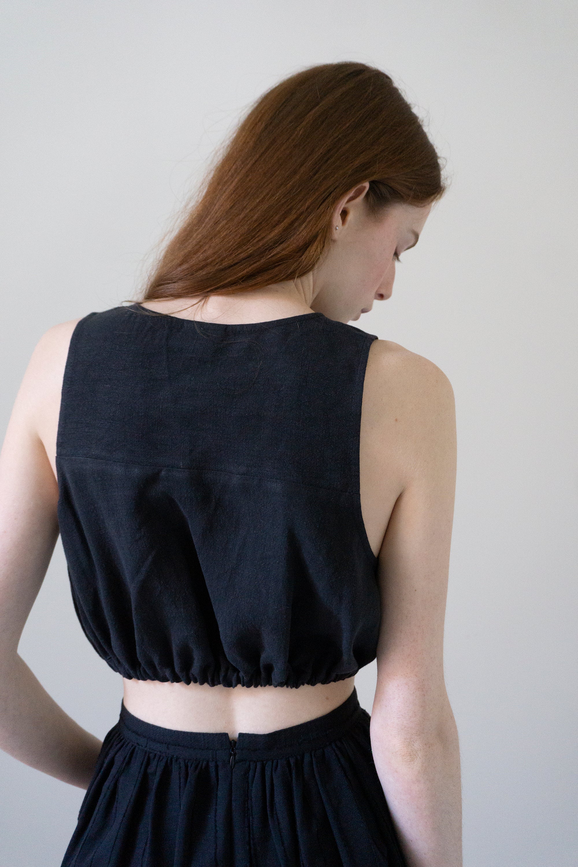 Leonie Linen Top - Black