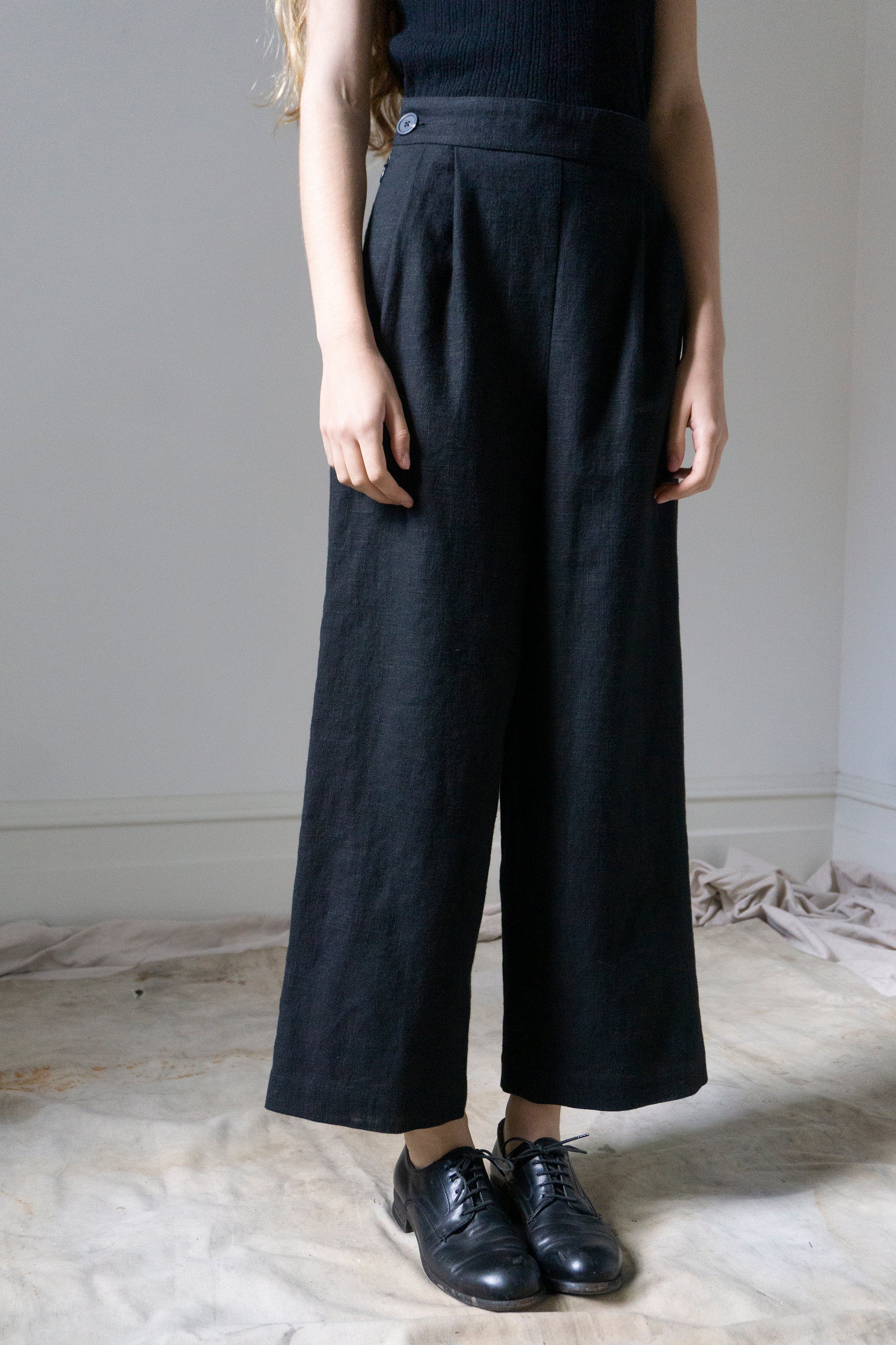Davis Linen Trousers - Black
