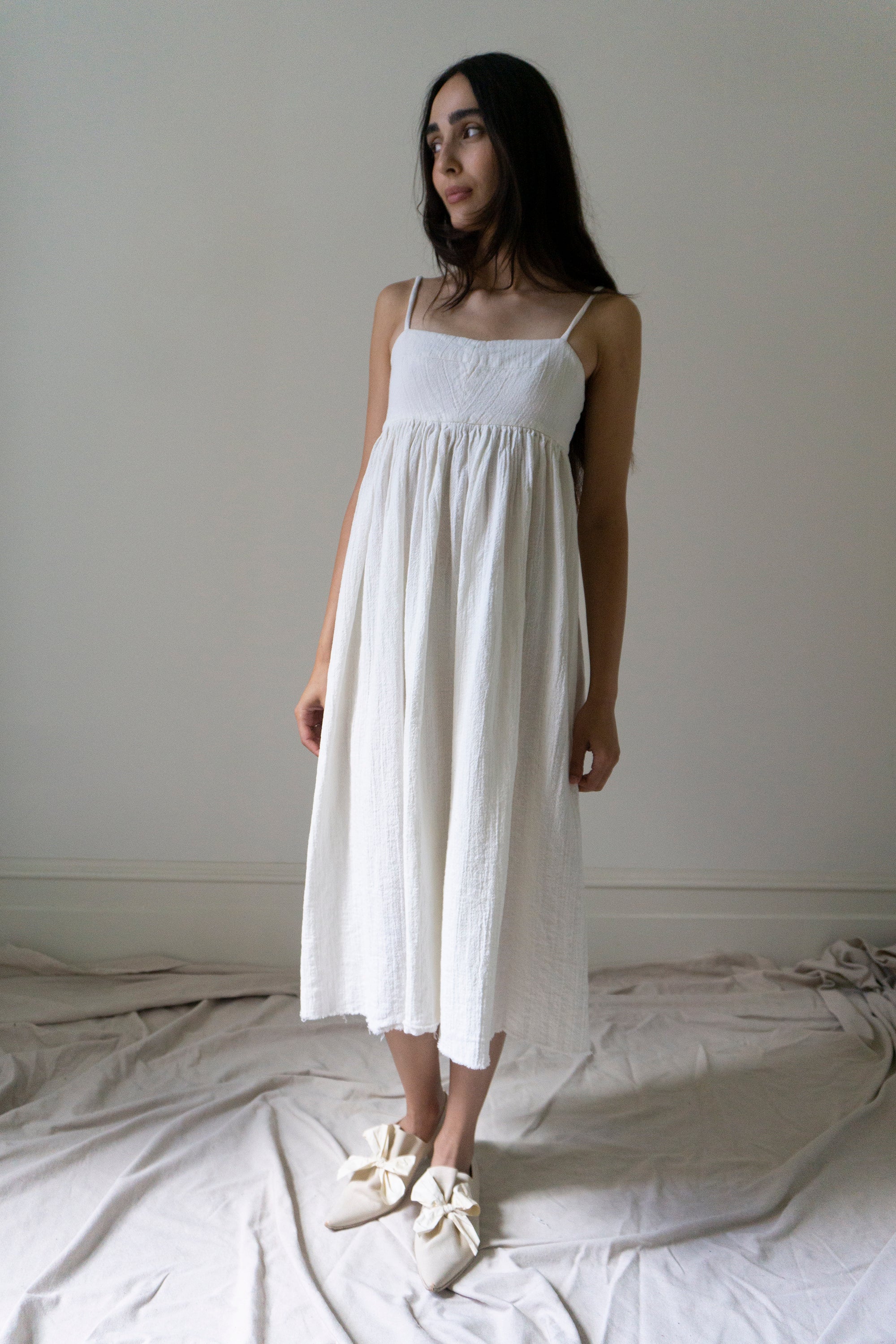 Esme Linen Dress - White