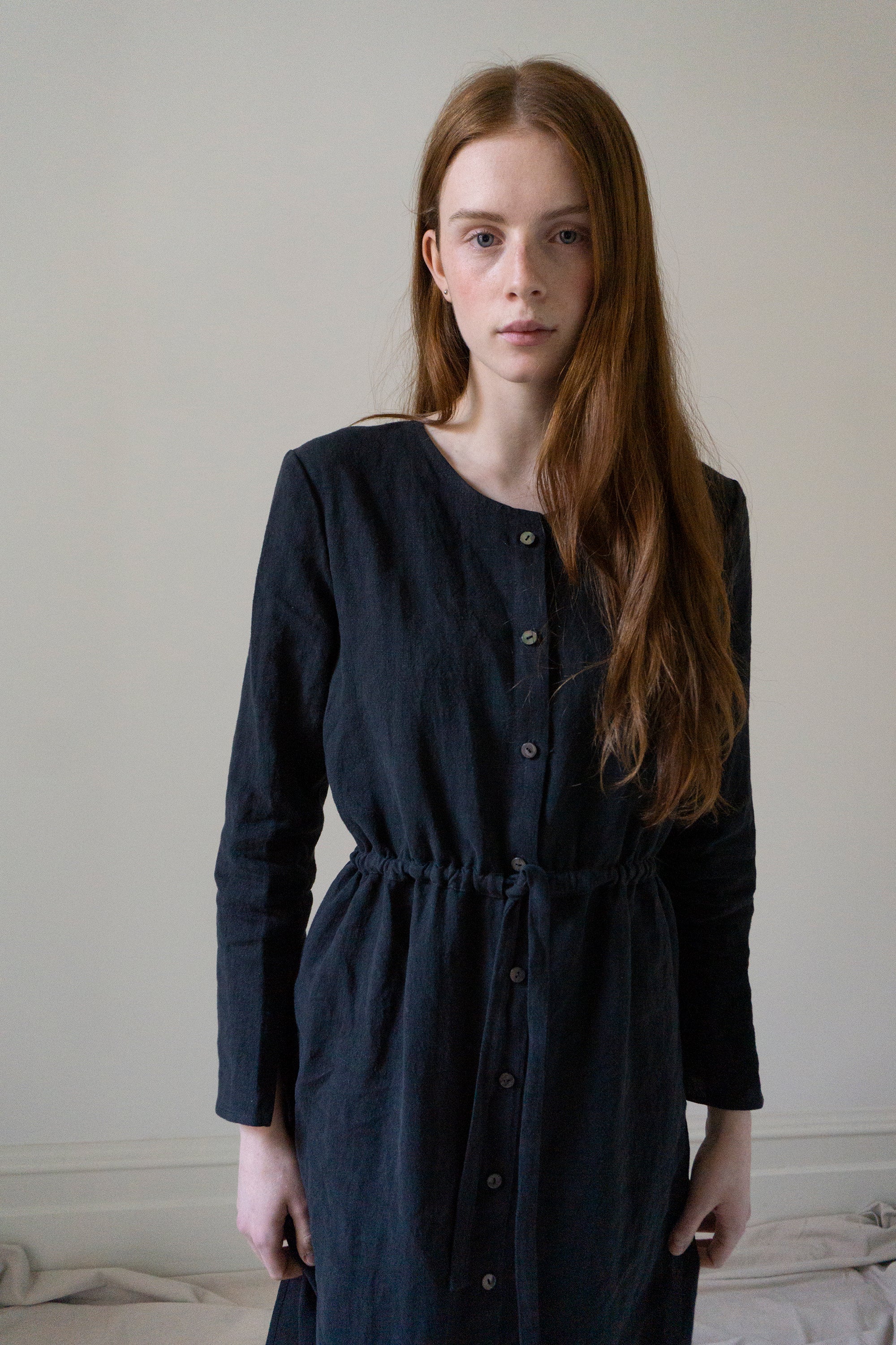 Inez Linen Dress - Black