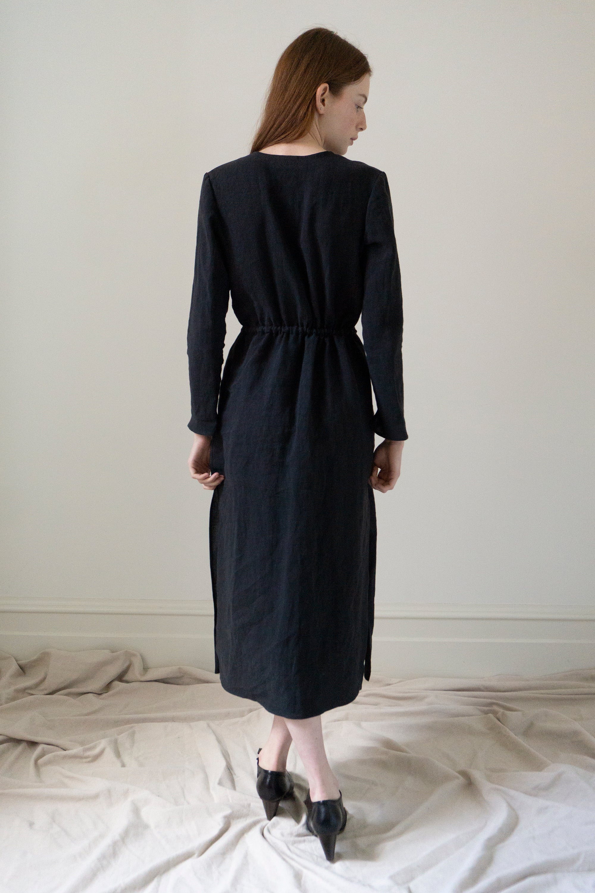 Inez Linen Dress - Black