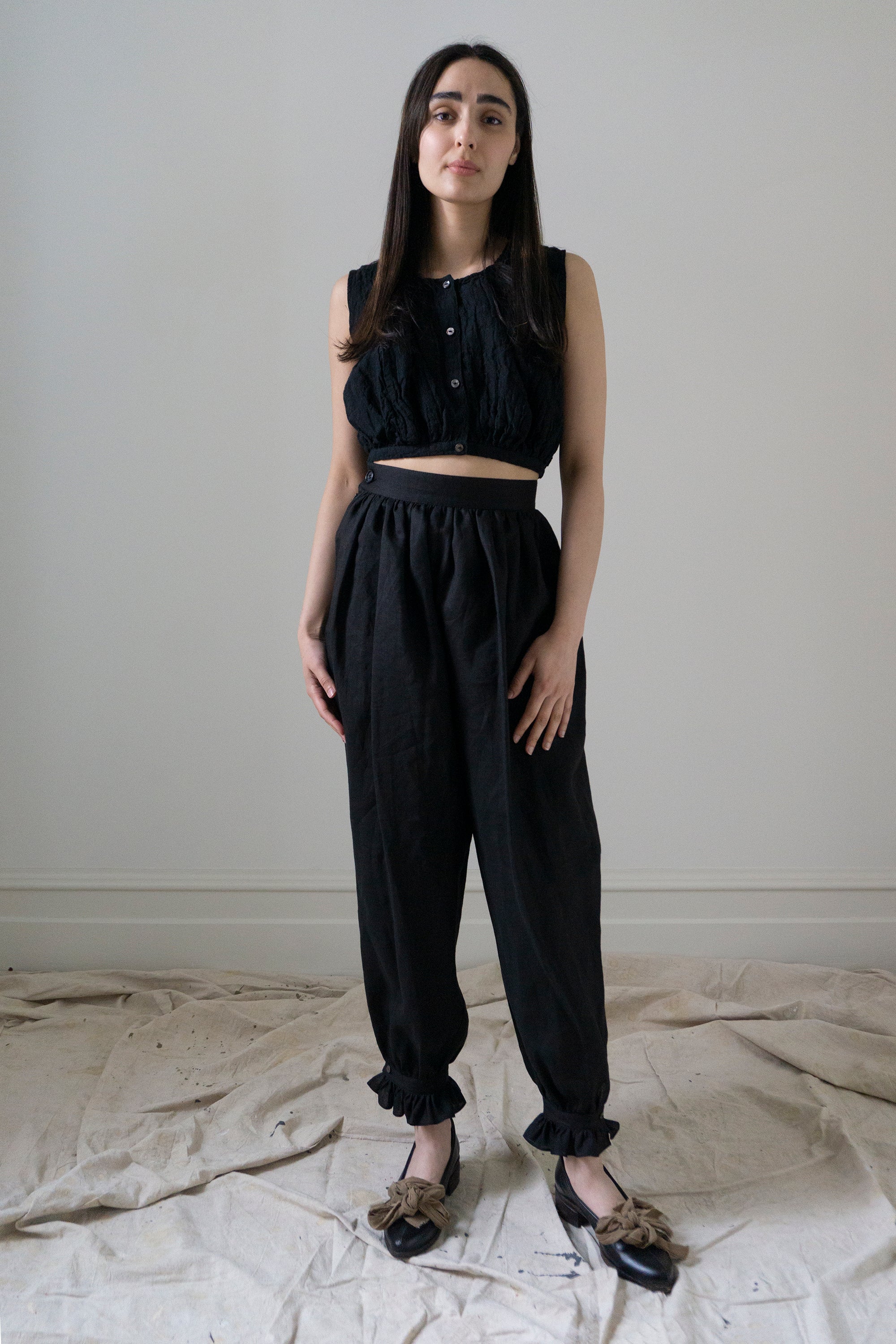Isabelle Linen Bloomers - Black