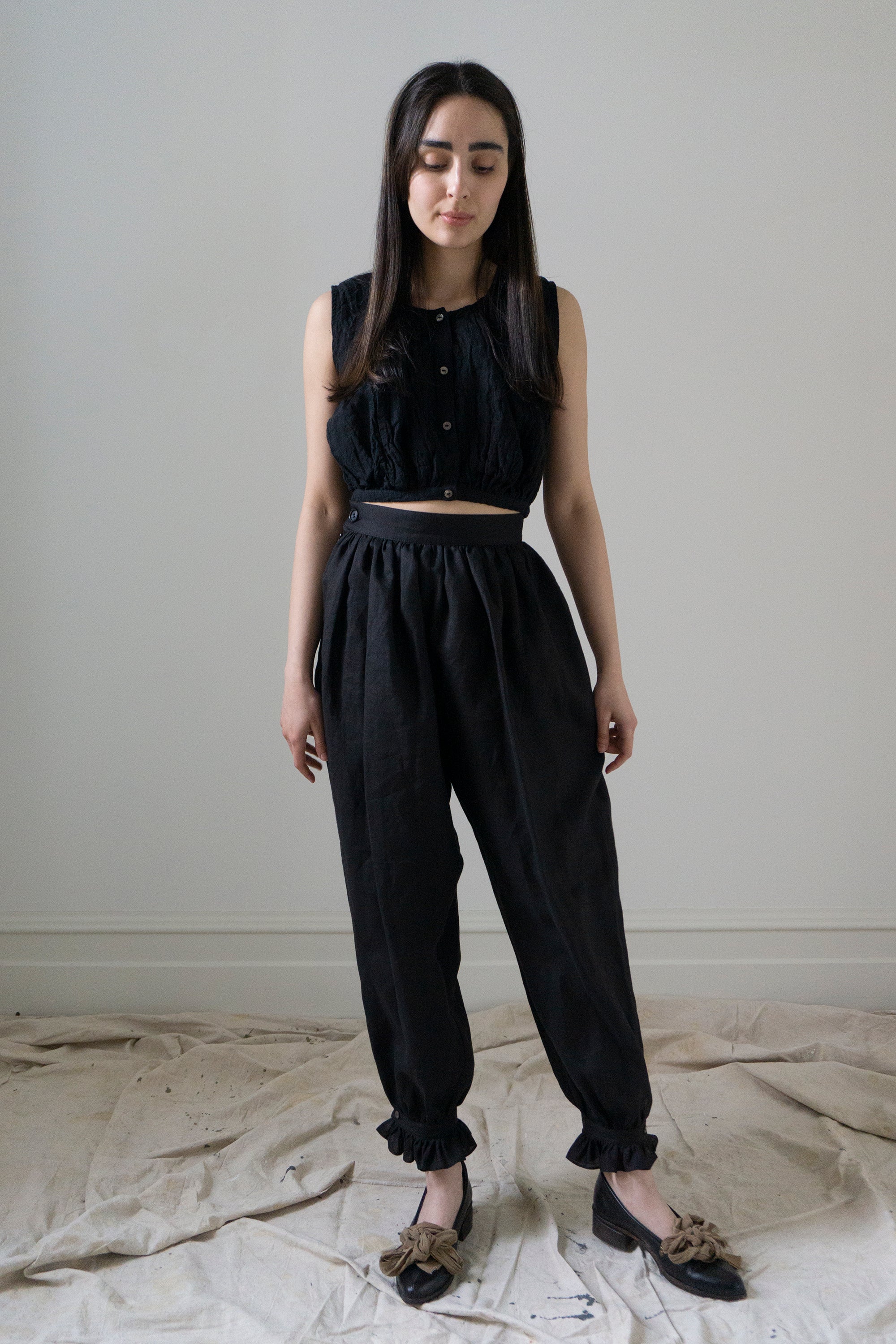 Isabelle Linen Bloomers - Black