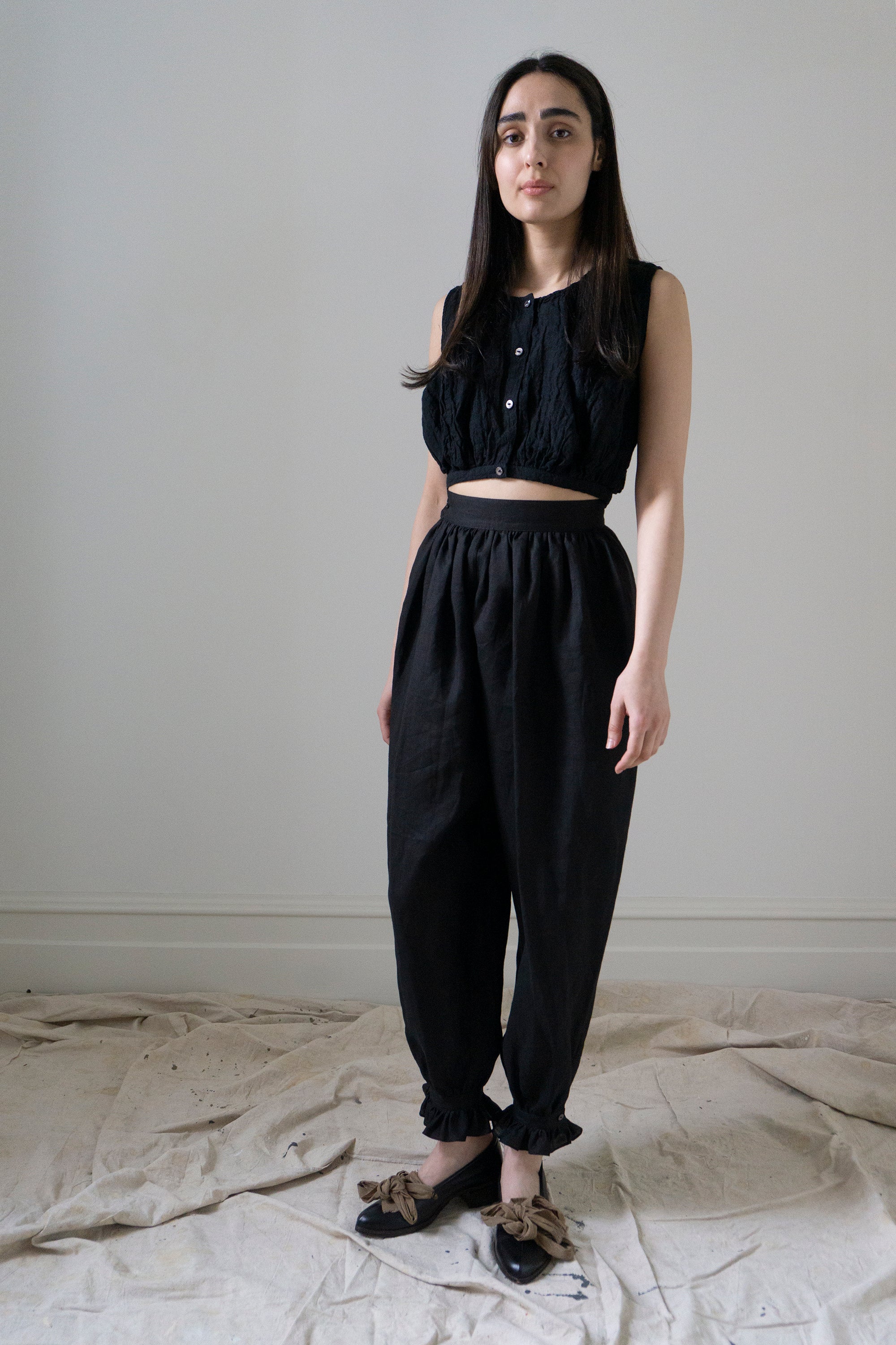 Isabelle Linen Bloomers - Black