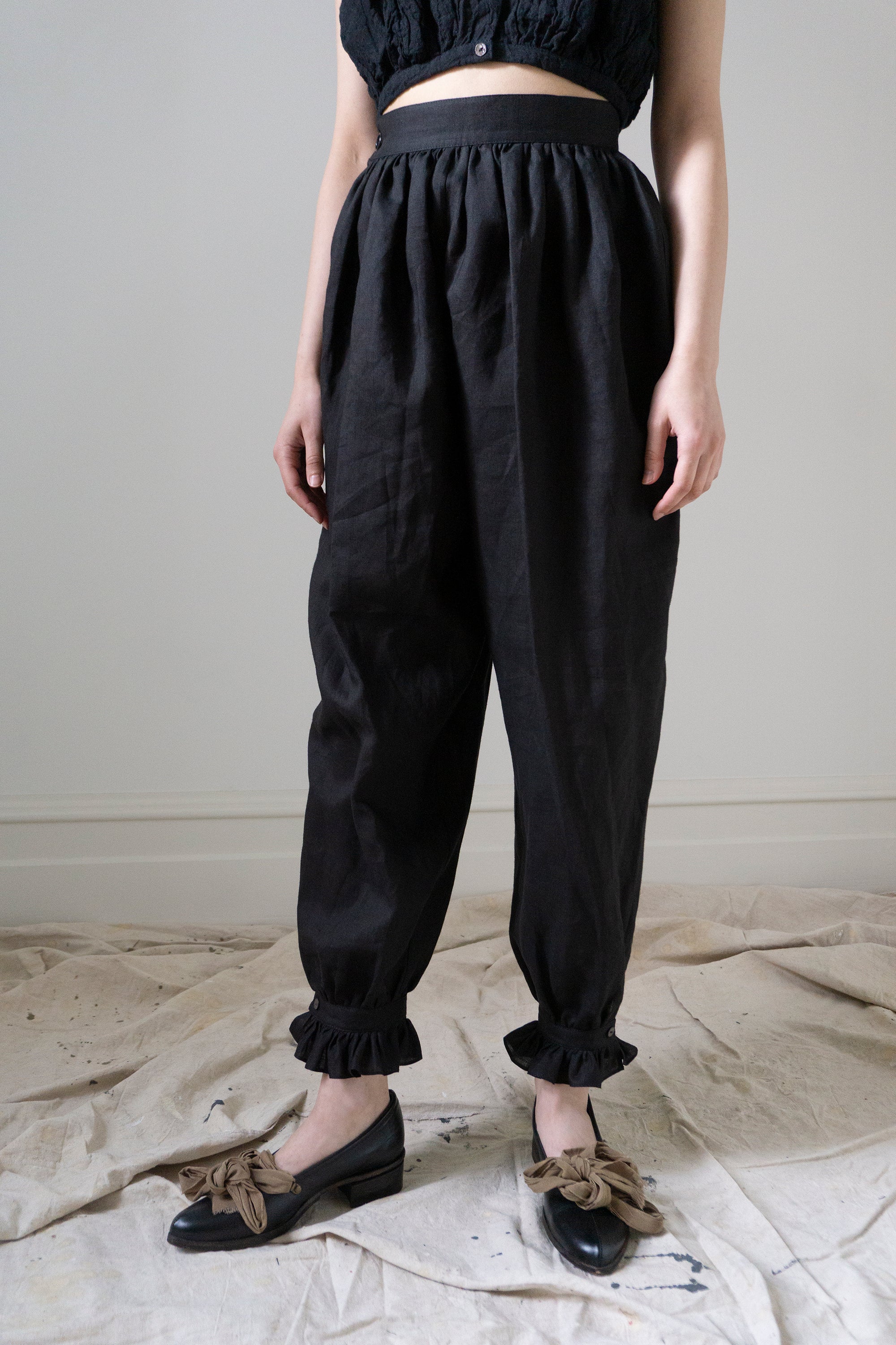 Isabelle Linen Bloomers - Black