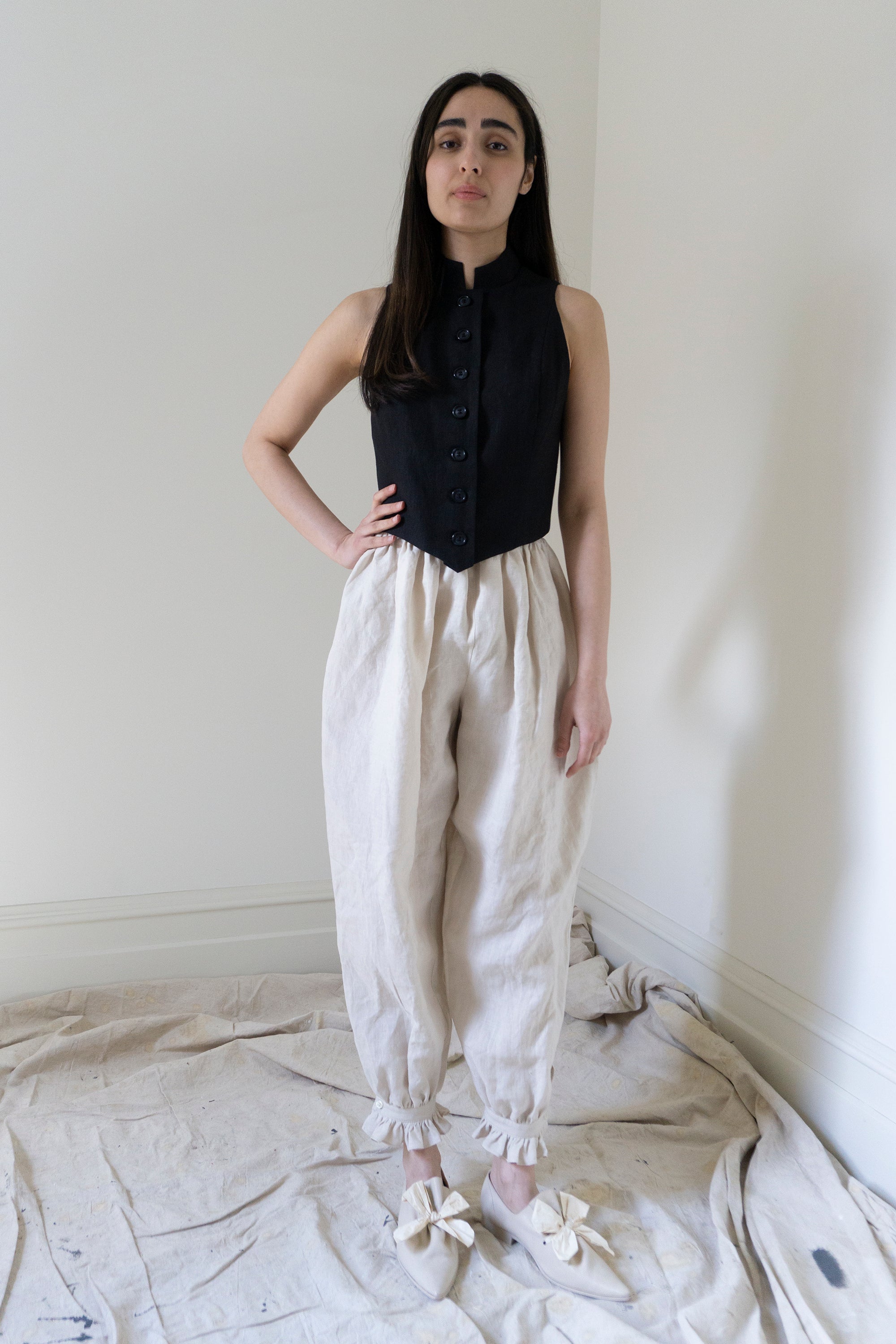Isabelle Linen Bloomers - Salt