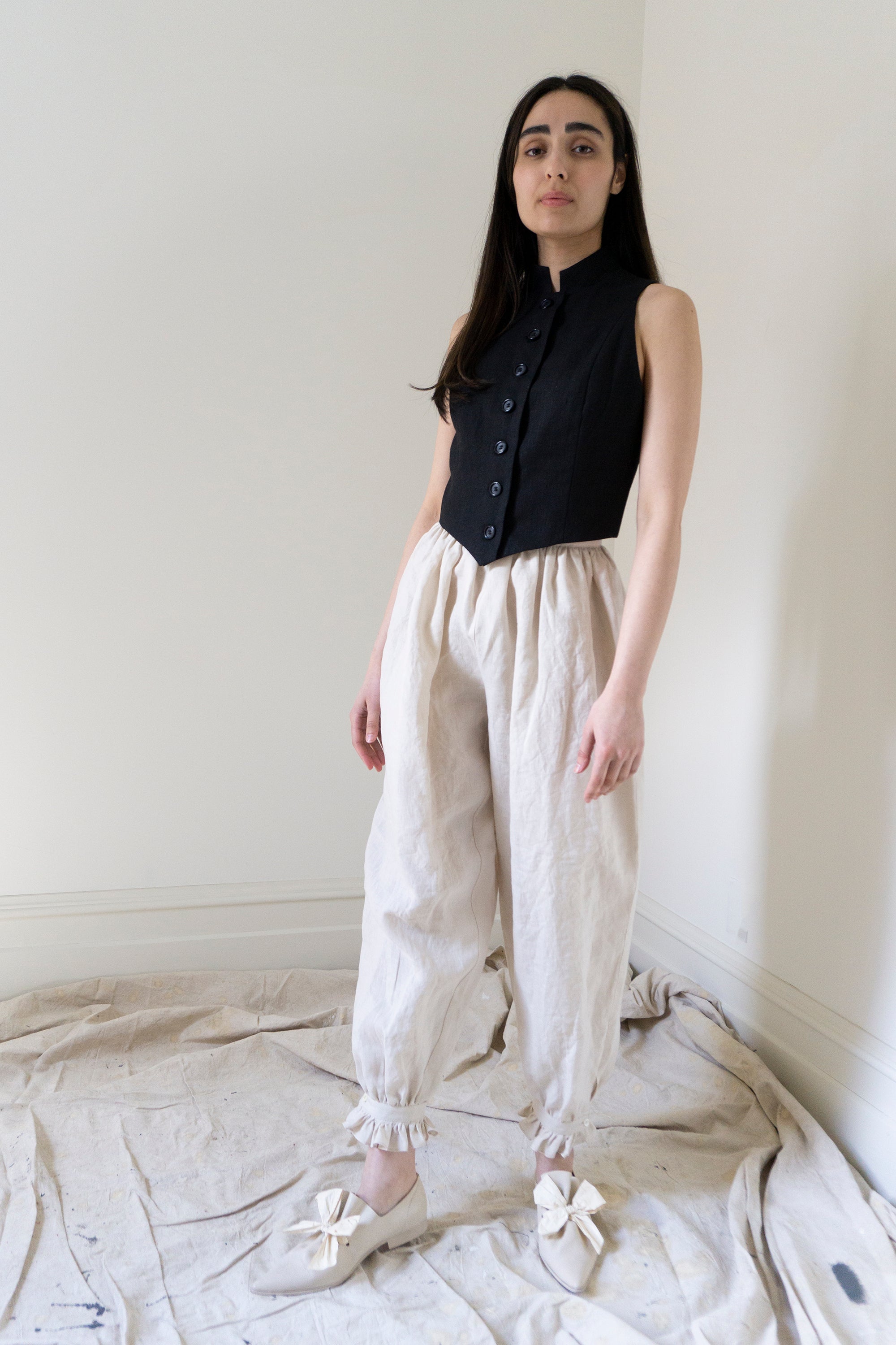 Isabelle Linen Bloomers - Salt