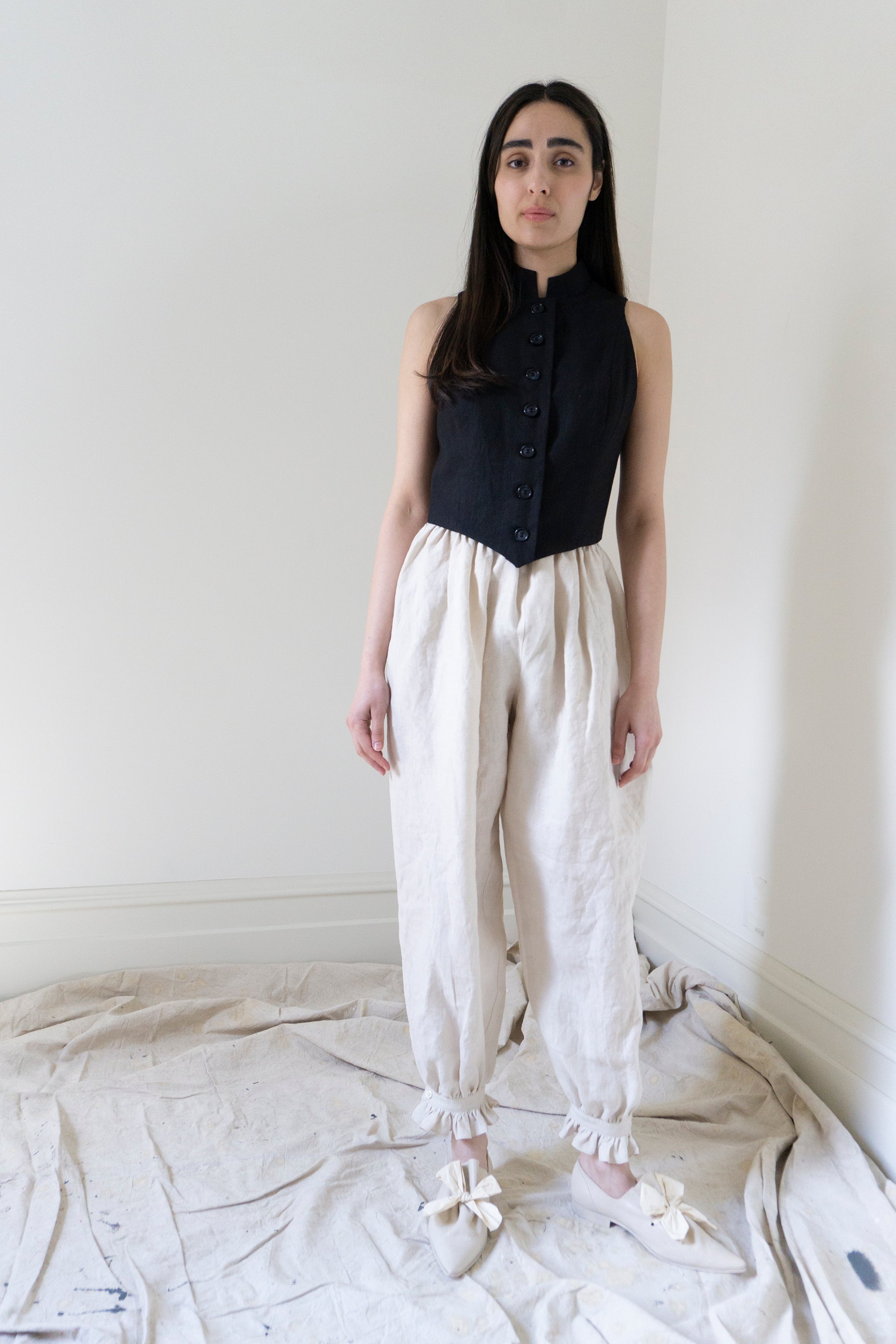 Isabelle Linen Bloomers - Salt