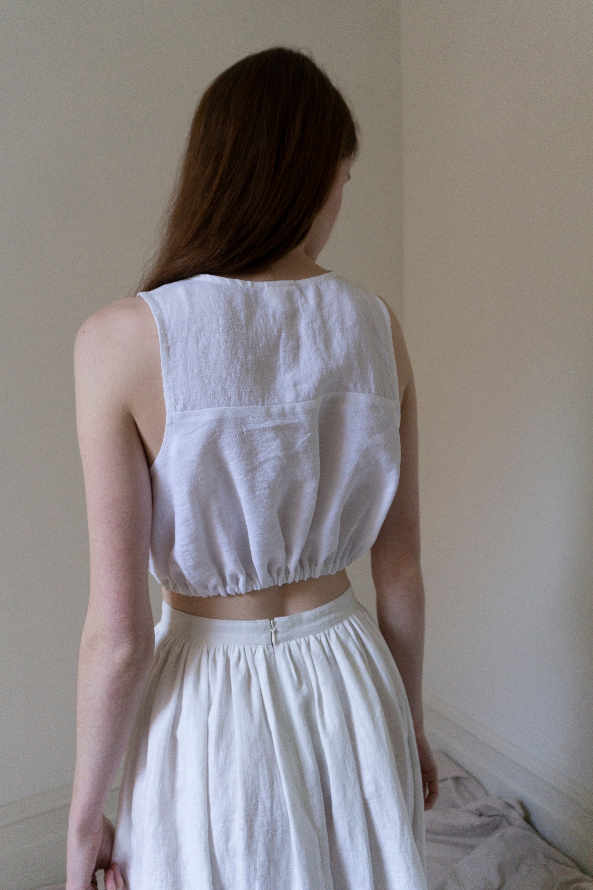 Leonie Linen Top - White