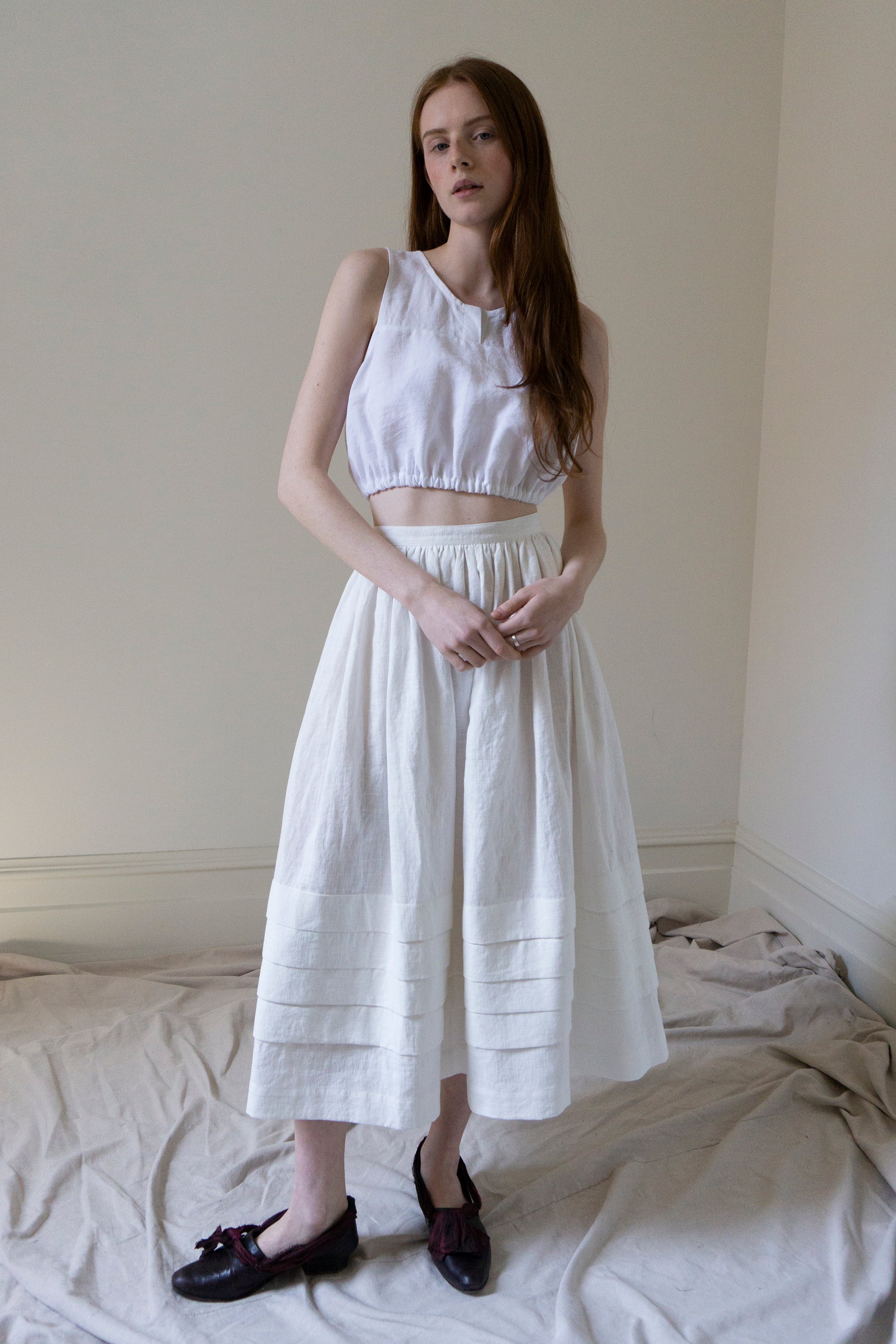Leonie Linen Top - White