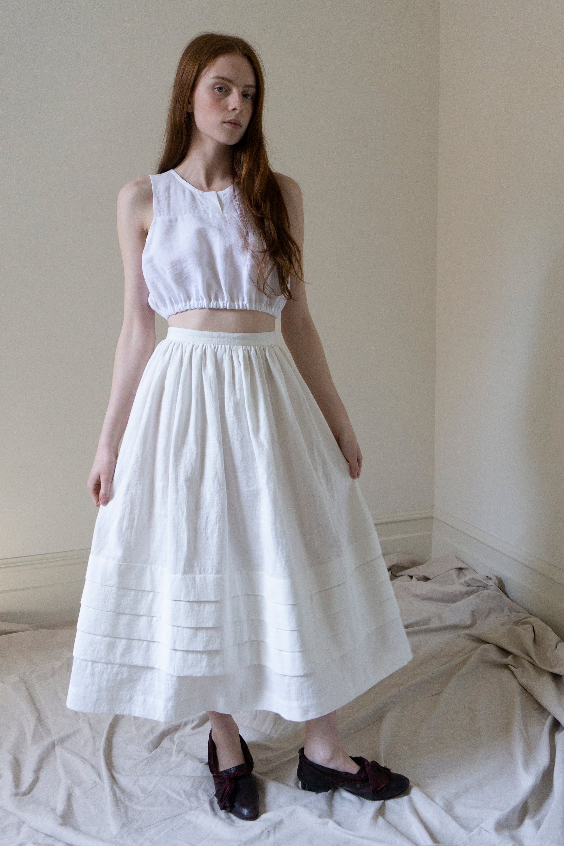 Leonie Linen Top - White