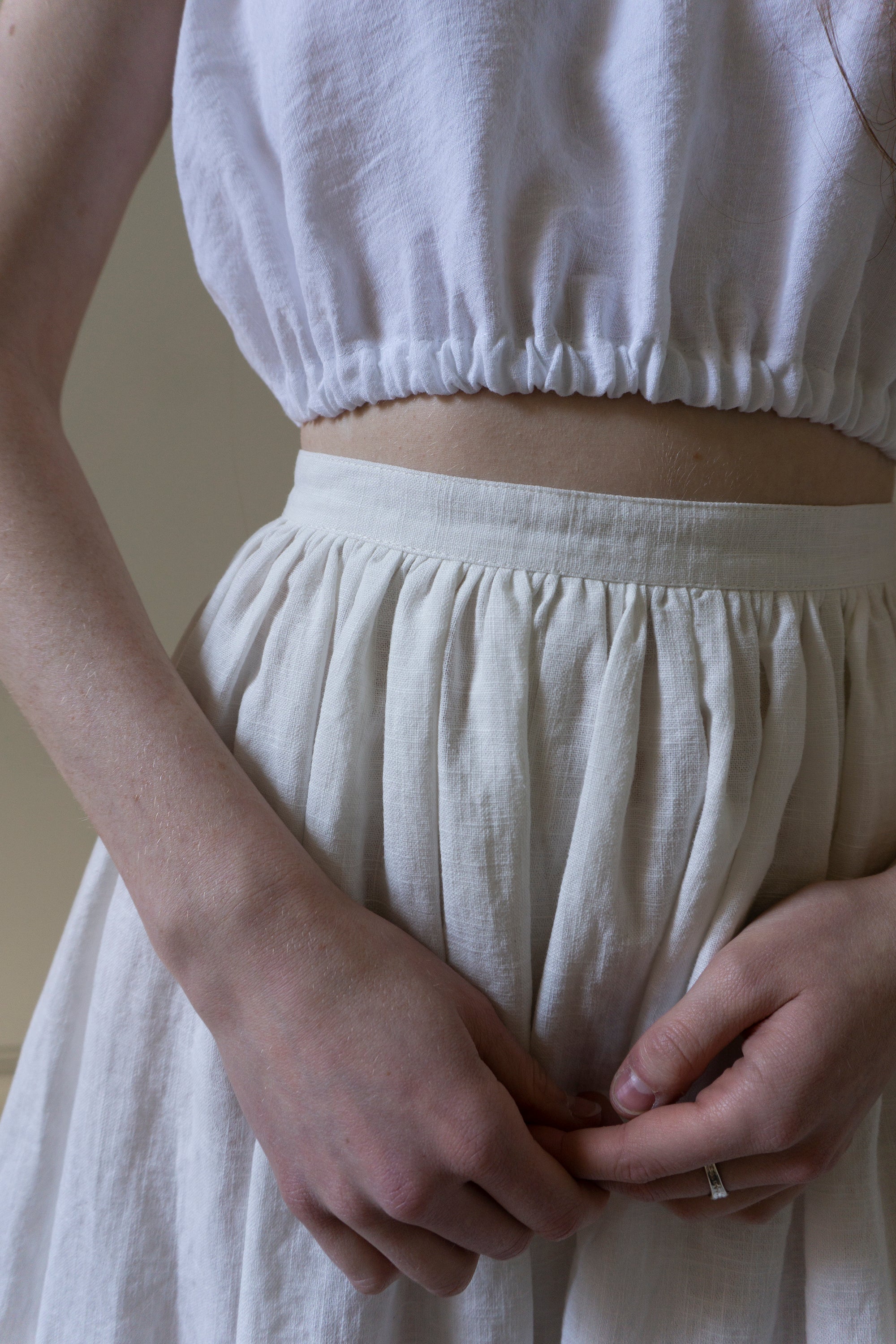 Rosa Pleated Linen Skirt - White