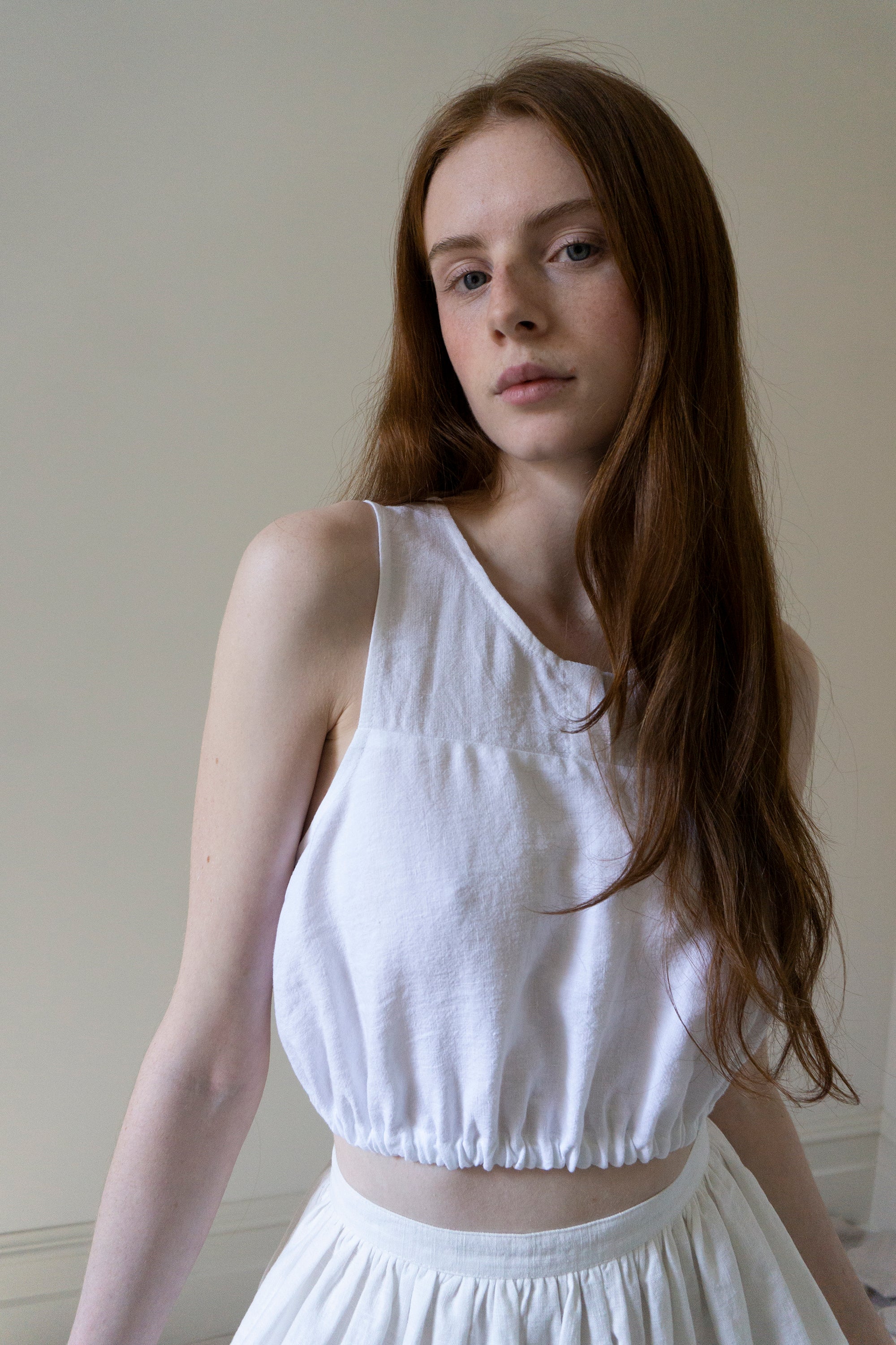 Leonie Linen Top - White