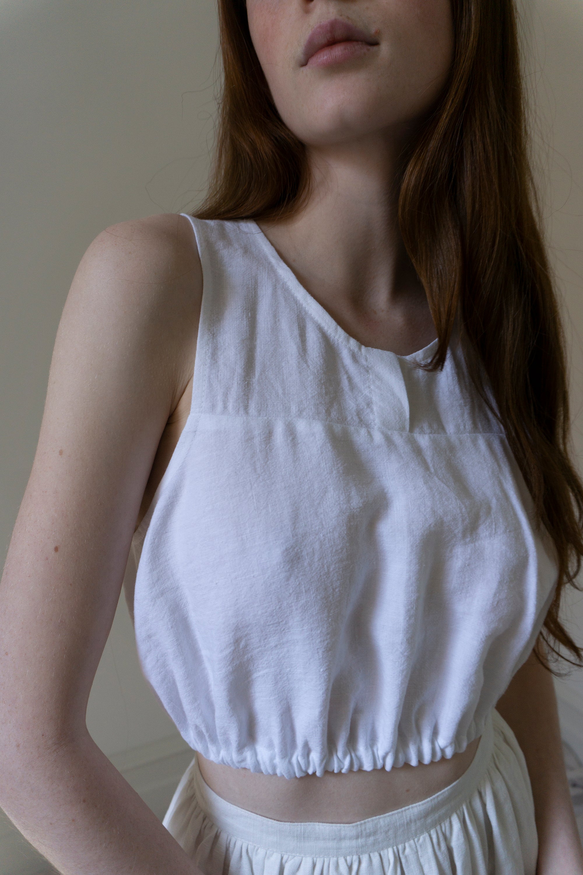 Leonie Linen Top - White