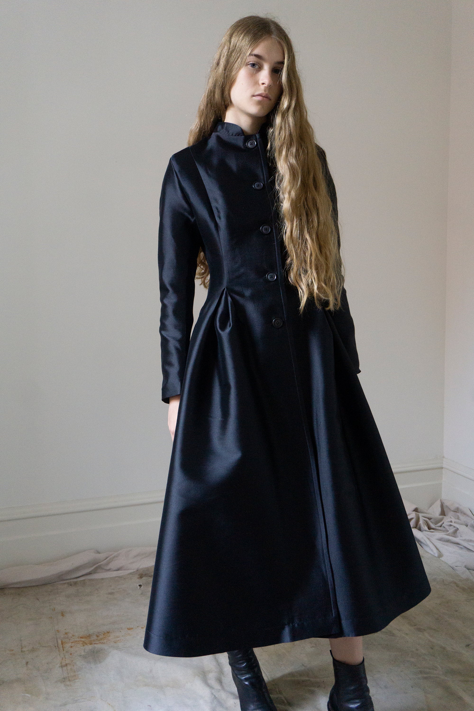Linnea Silk & Wool Coat - Black