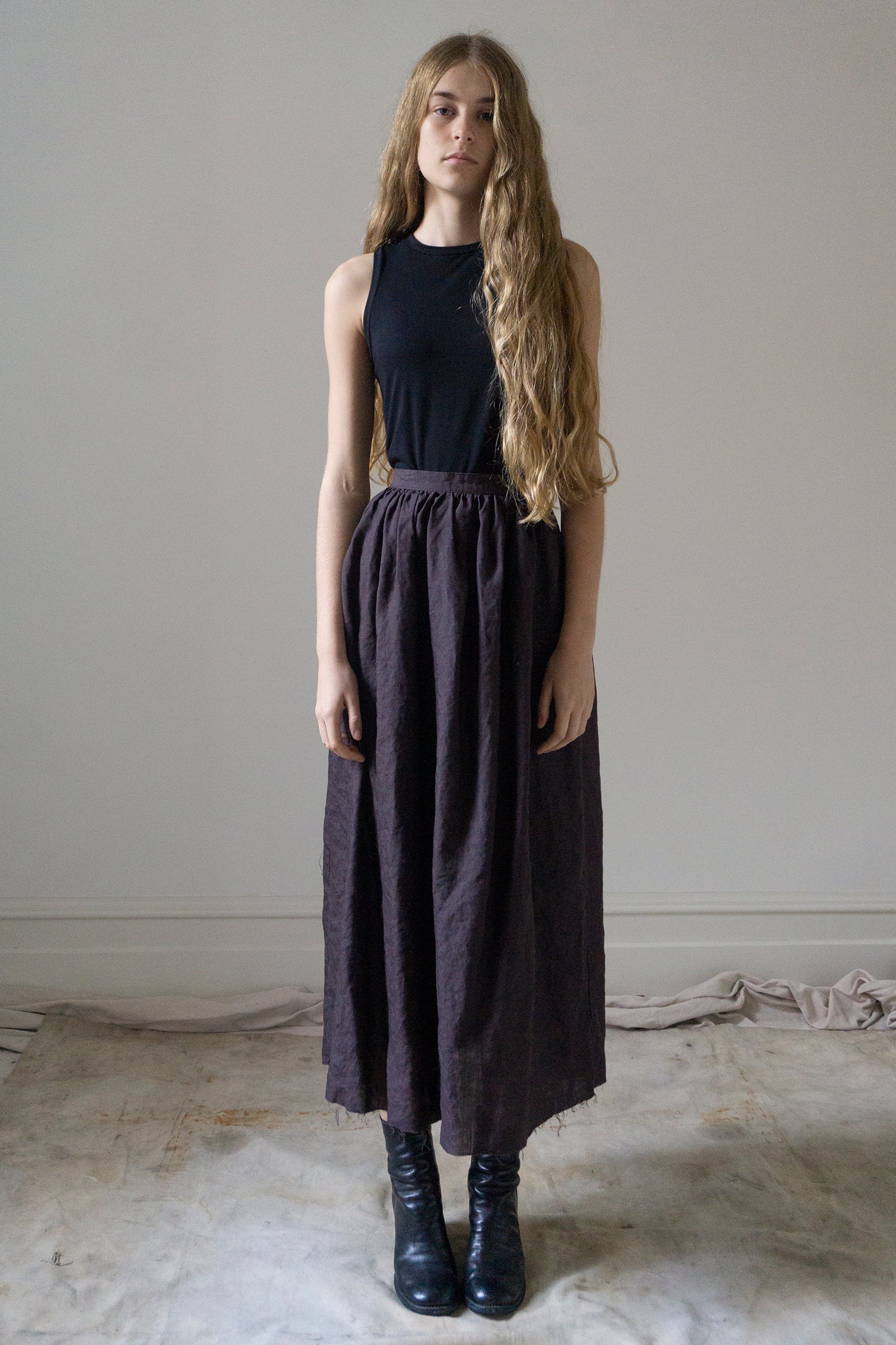 Lucia Linen Skirt - Darkest Plum