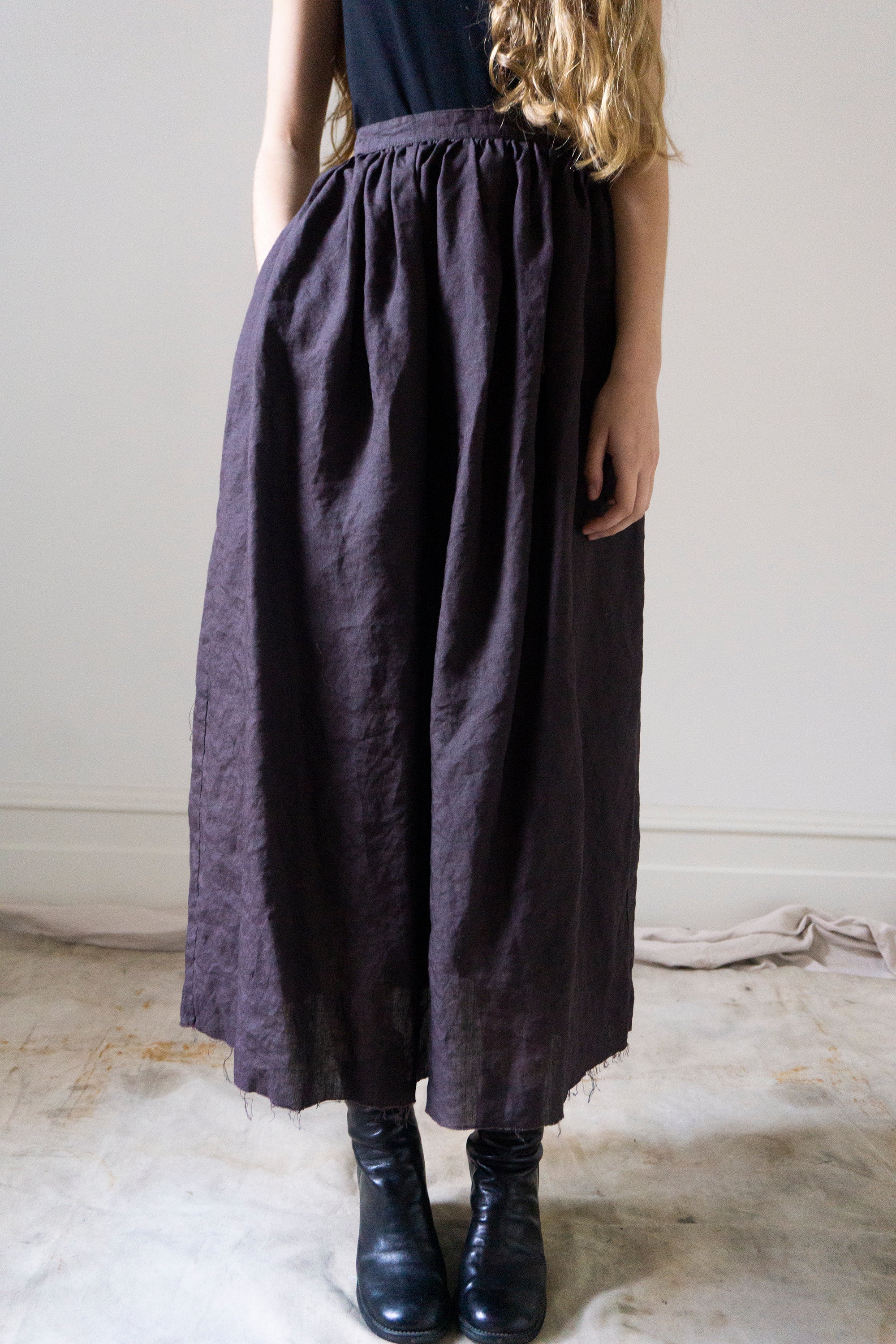 Lucia Linen Skirt - Darkest Plum