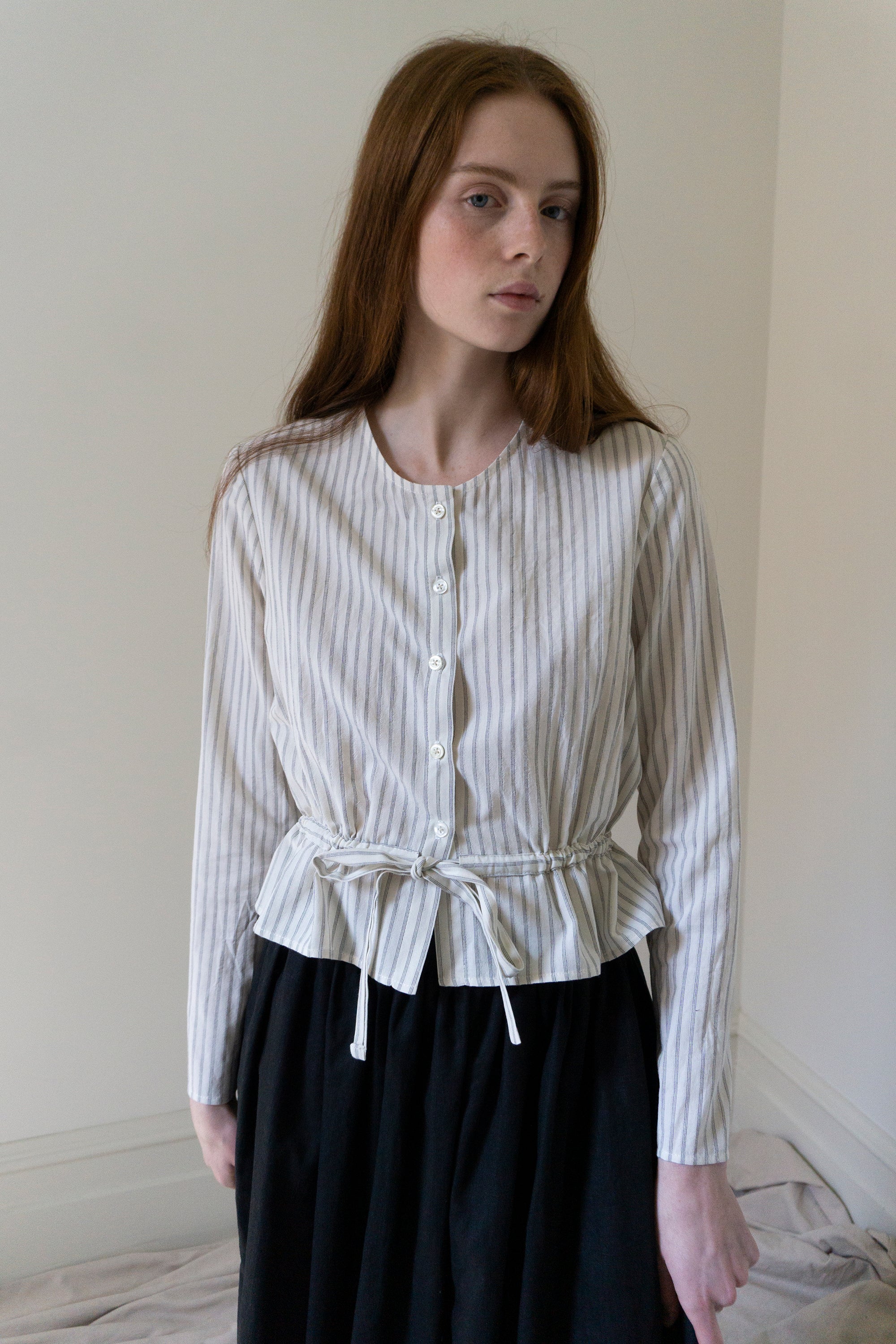 Inez Blouse - Striped Cotton (SIZE S)