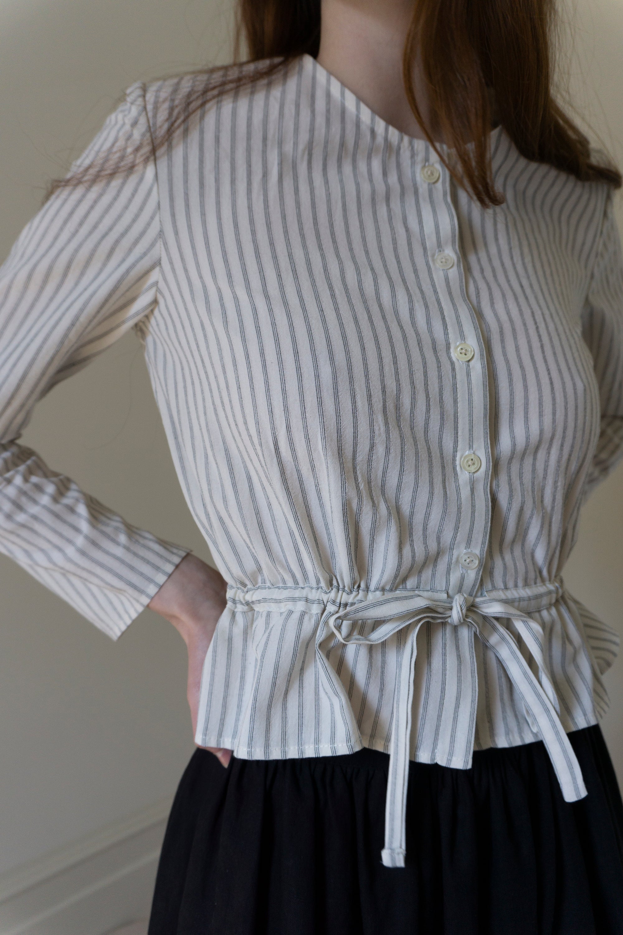Inez Blouse - Striped Cotton (SIZE S)