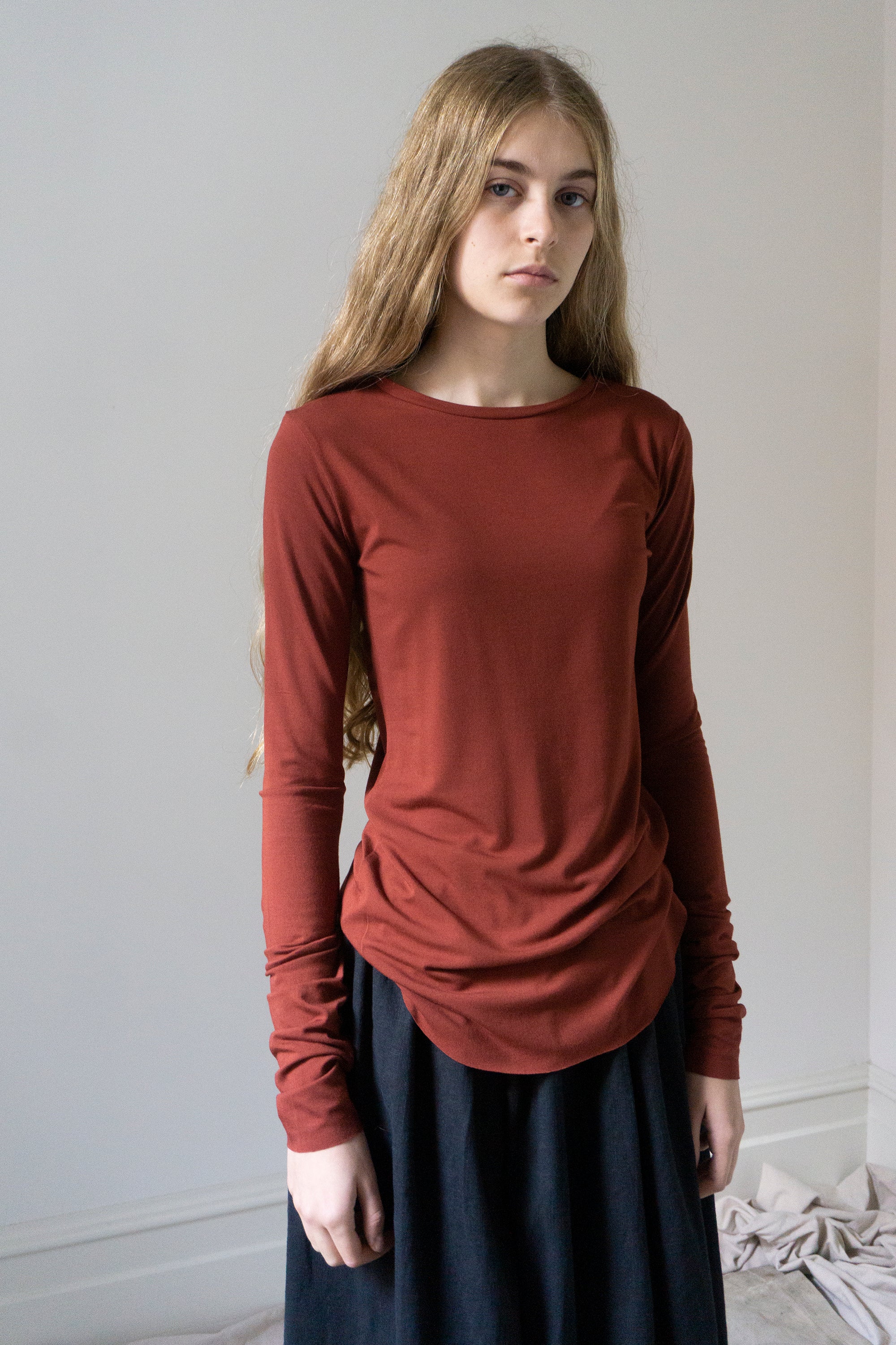 Jersey Long Sleeve Top - Crimson