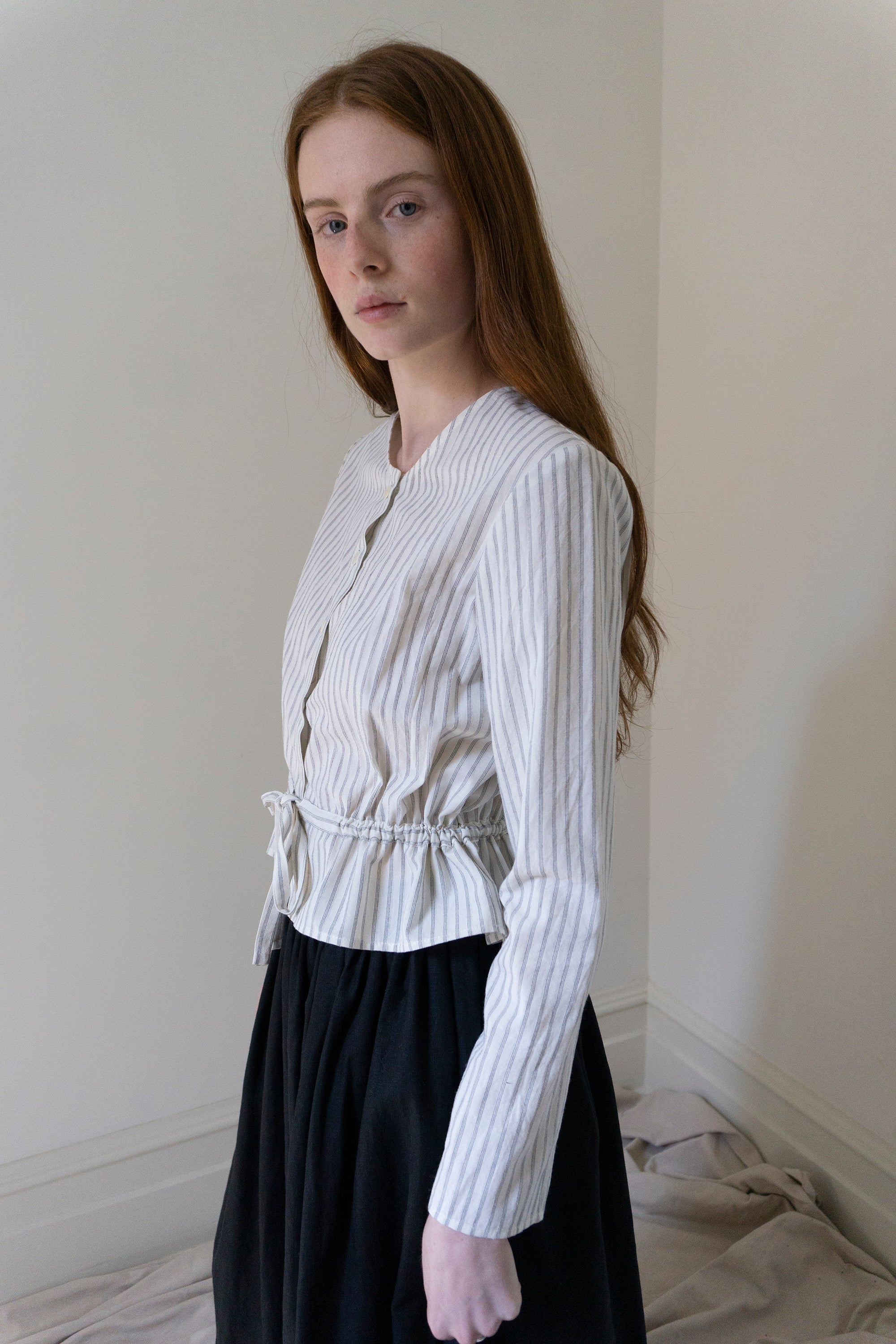 Inez Blouse - Striped Cotton (SIZE S)