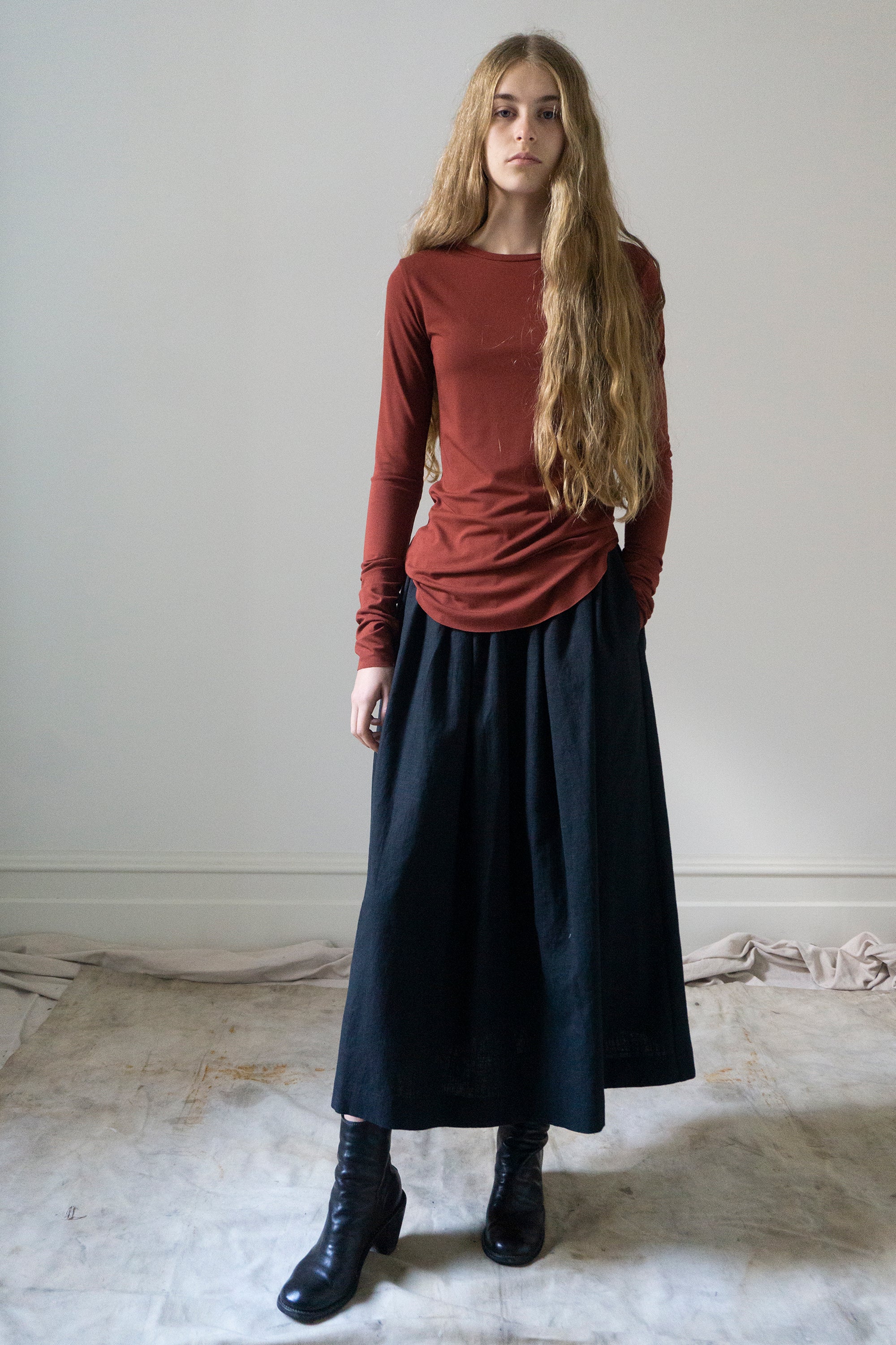 Jersey Long Sleeve Top - Crimson