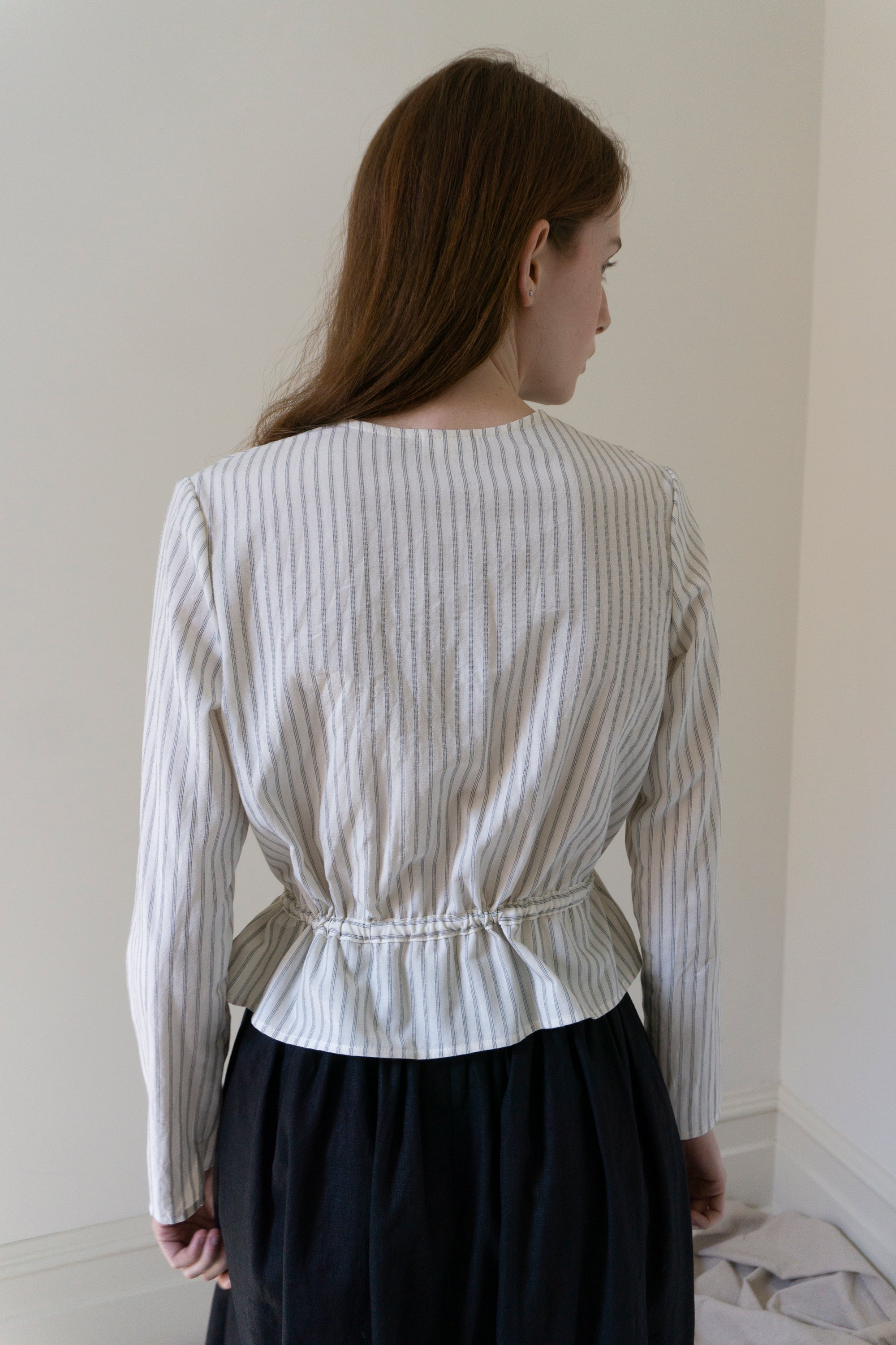 Inez Blouse - Striped Cotton (SIZE S)