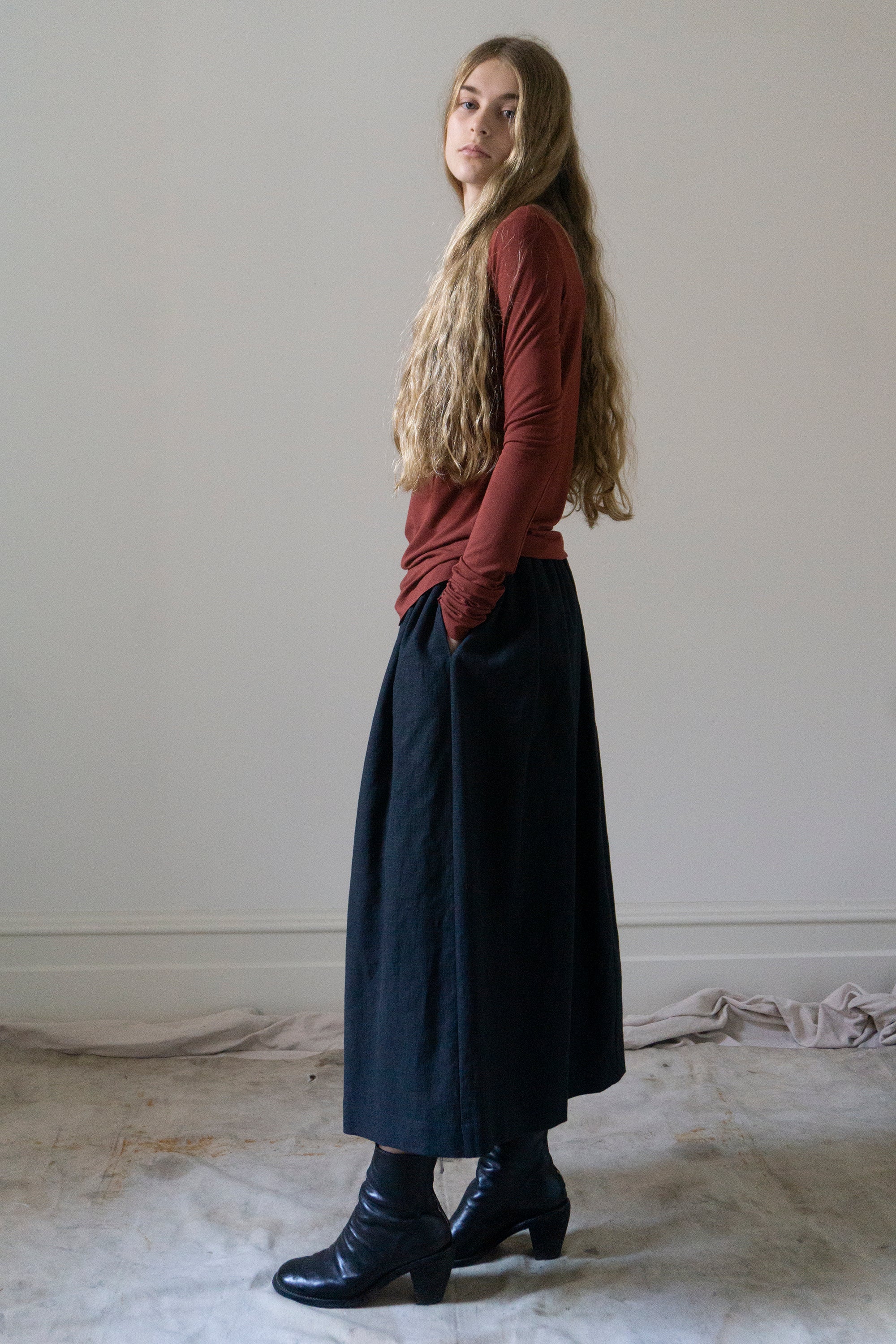 Jersey Long Sleeve Top - Crimson