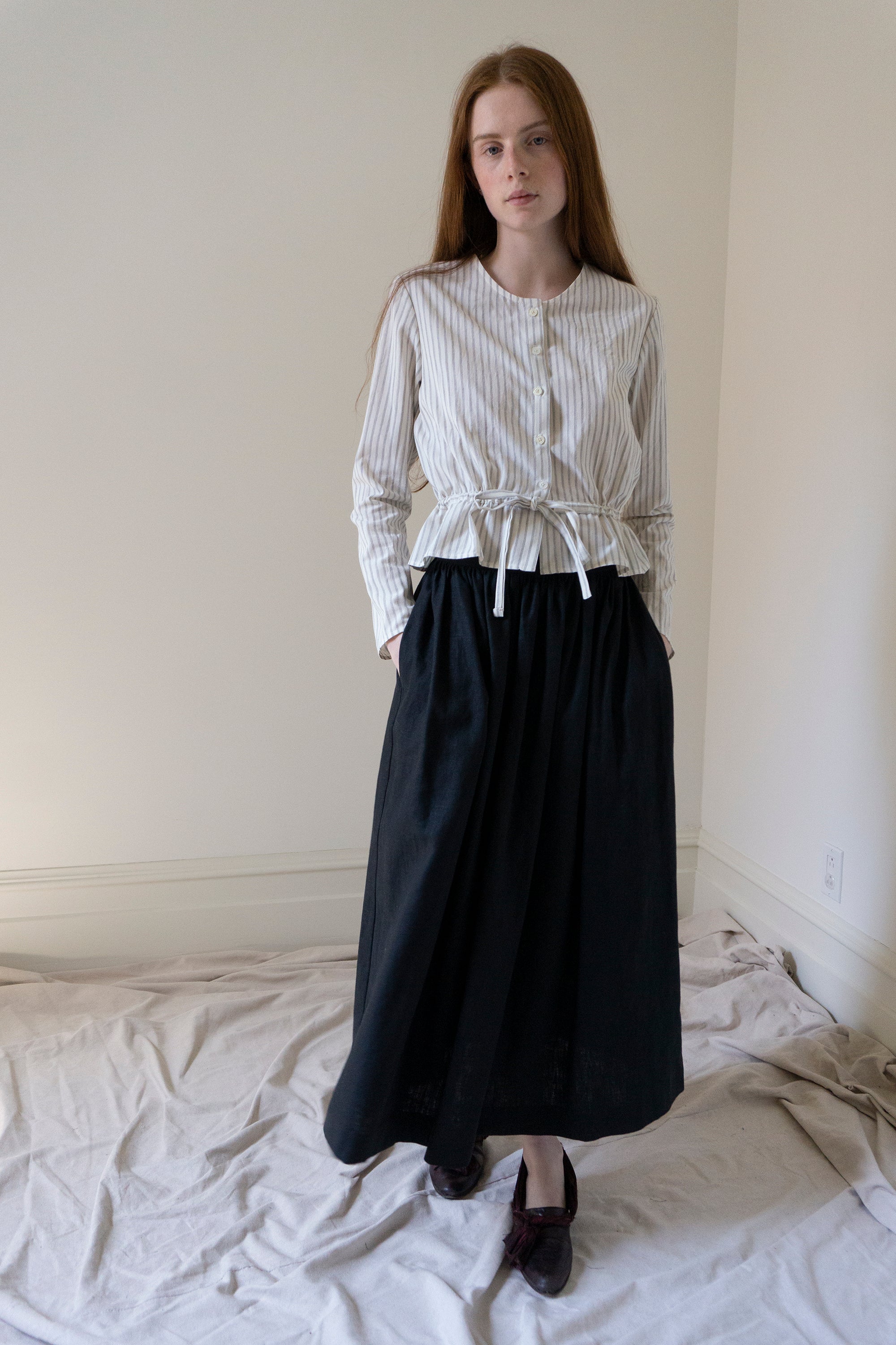 Inez Blouse - Striped Cotton (SIZE S)