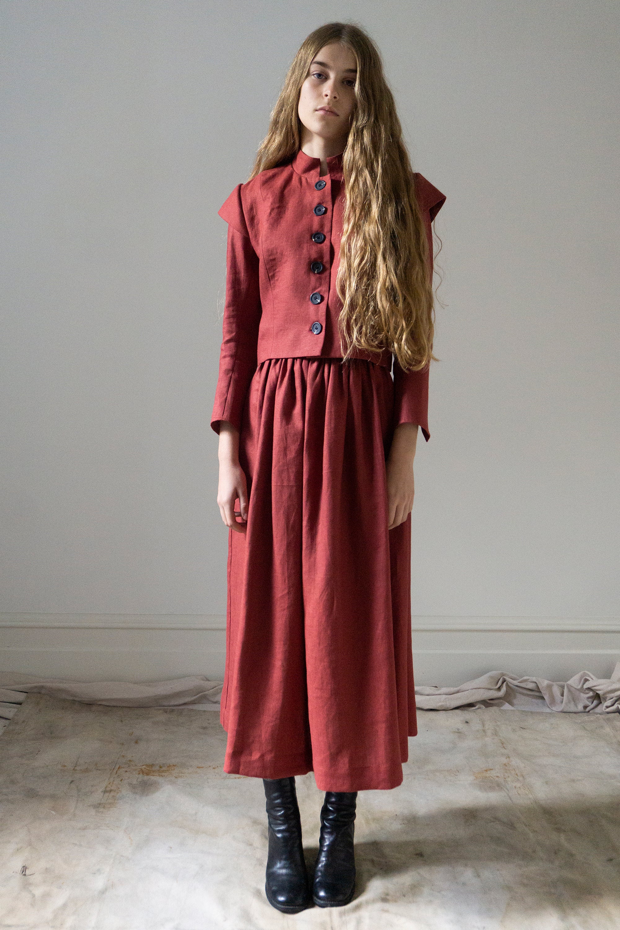 Marla Linen Skirt - Carmine
