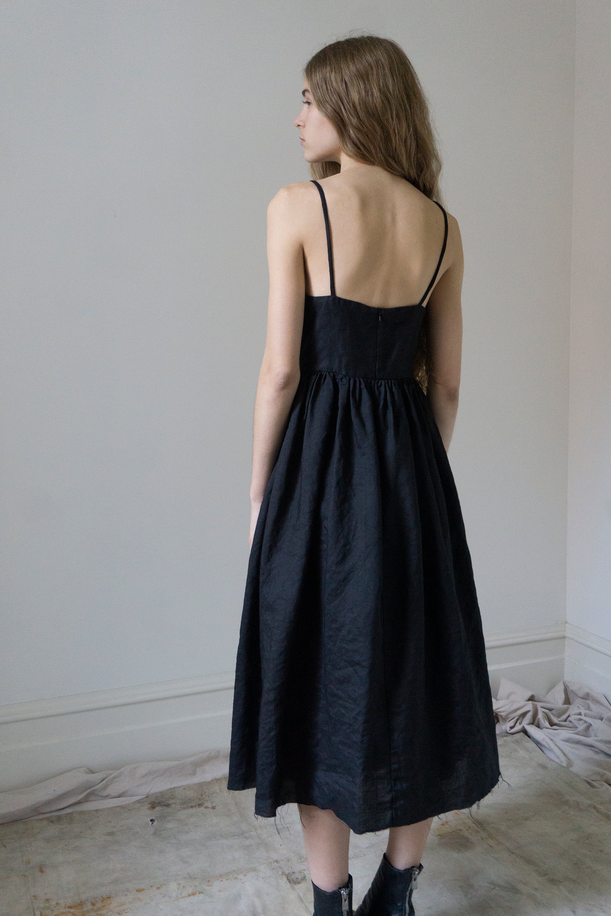 Mathilde Linen Dress - Black