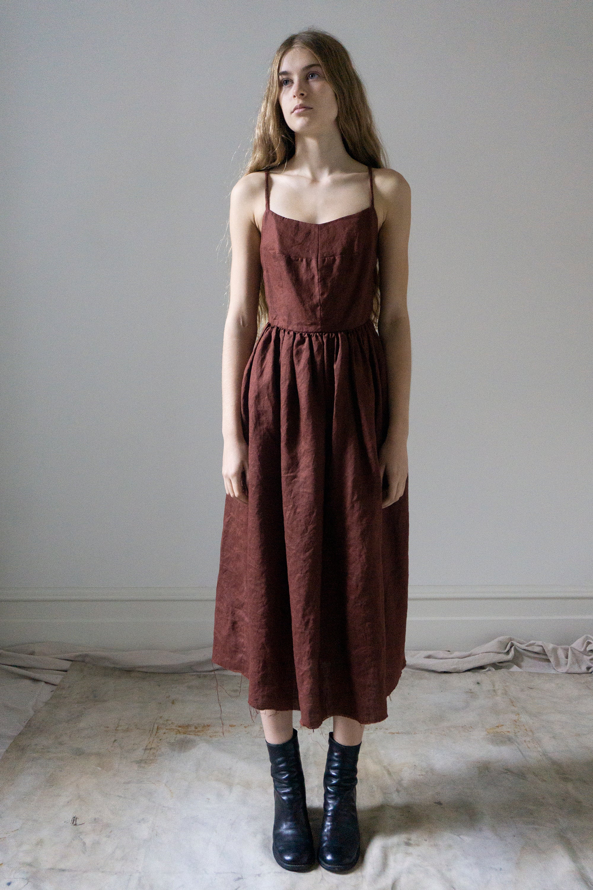 Mathilde Linen Dress - Dark Pomegranate