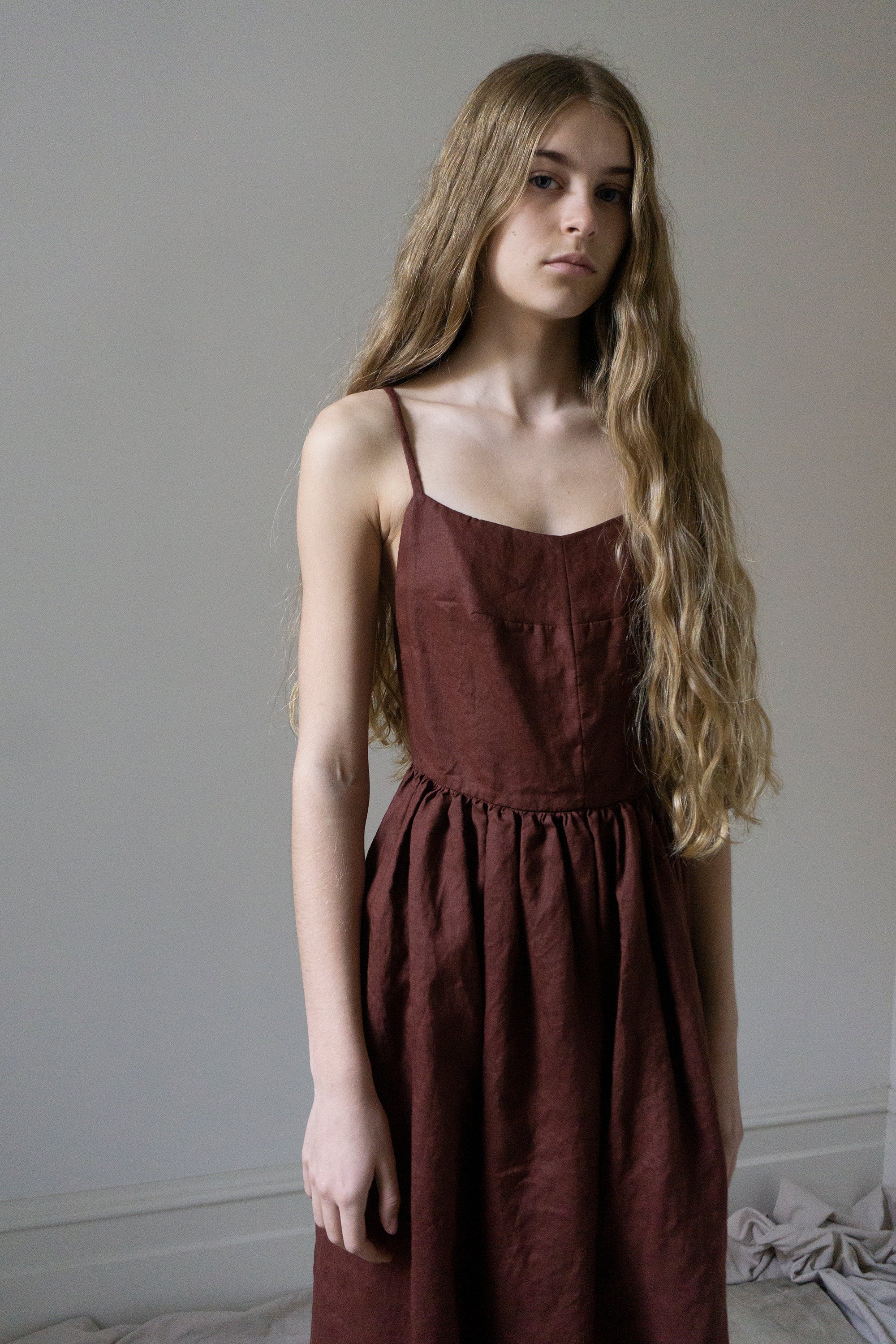 Mathilde Linen Dress - Dark Pomegranate