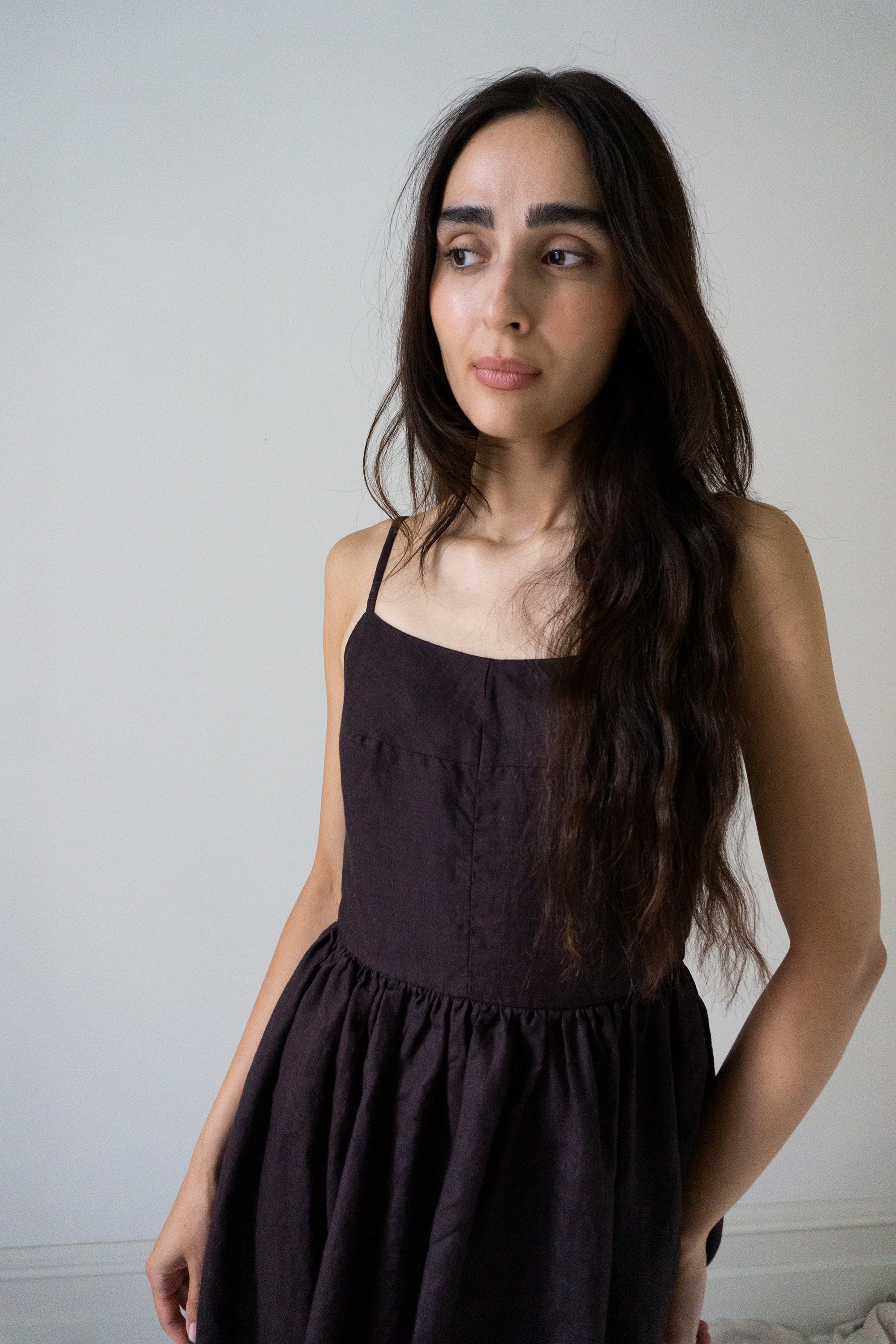 Mathilde Linen Dress - Darkest Plum