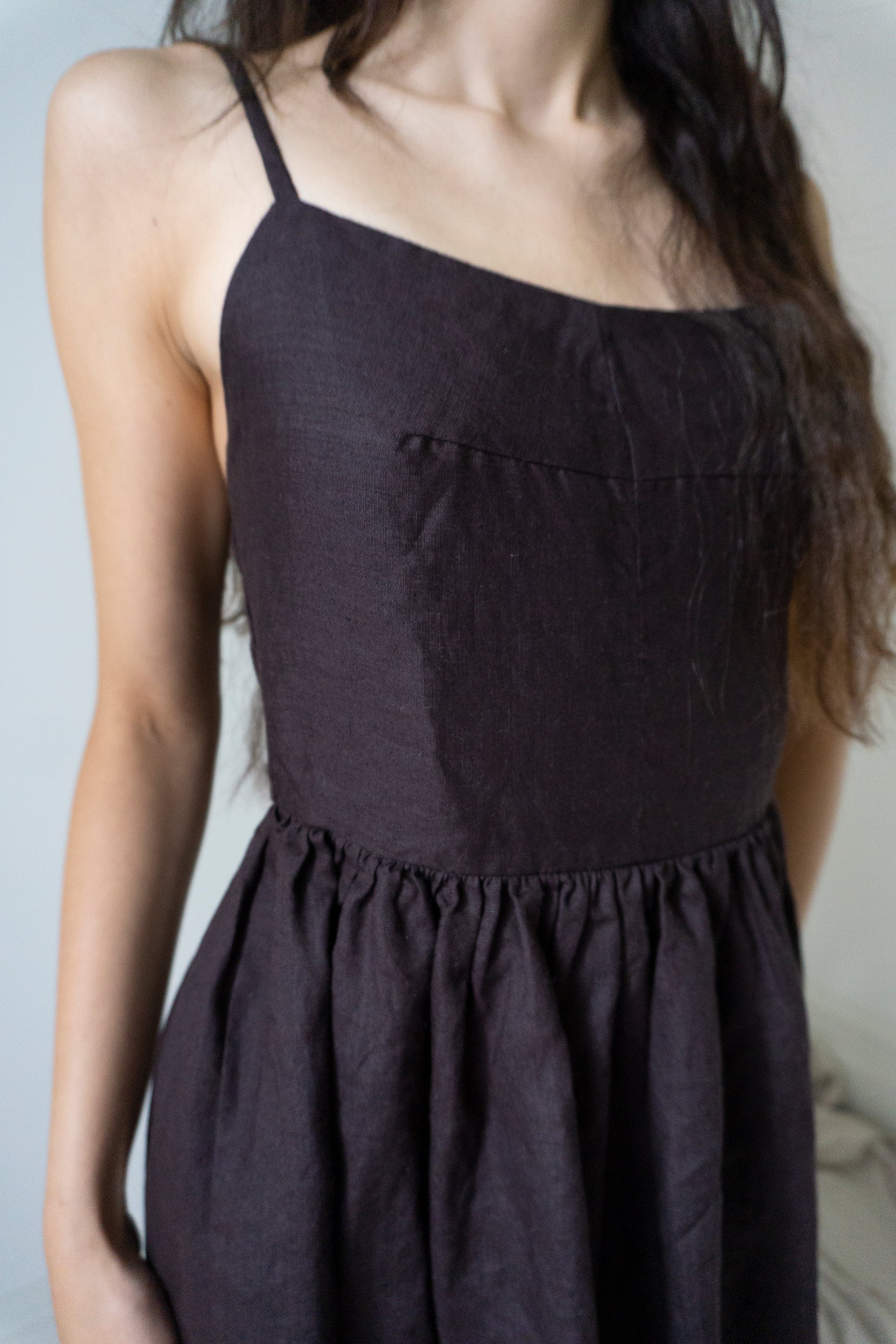 Mathilde Linen Dress - Darkest Plum