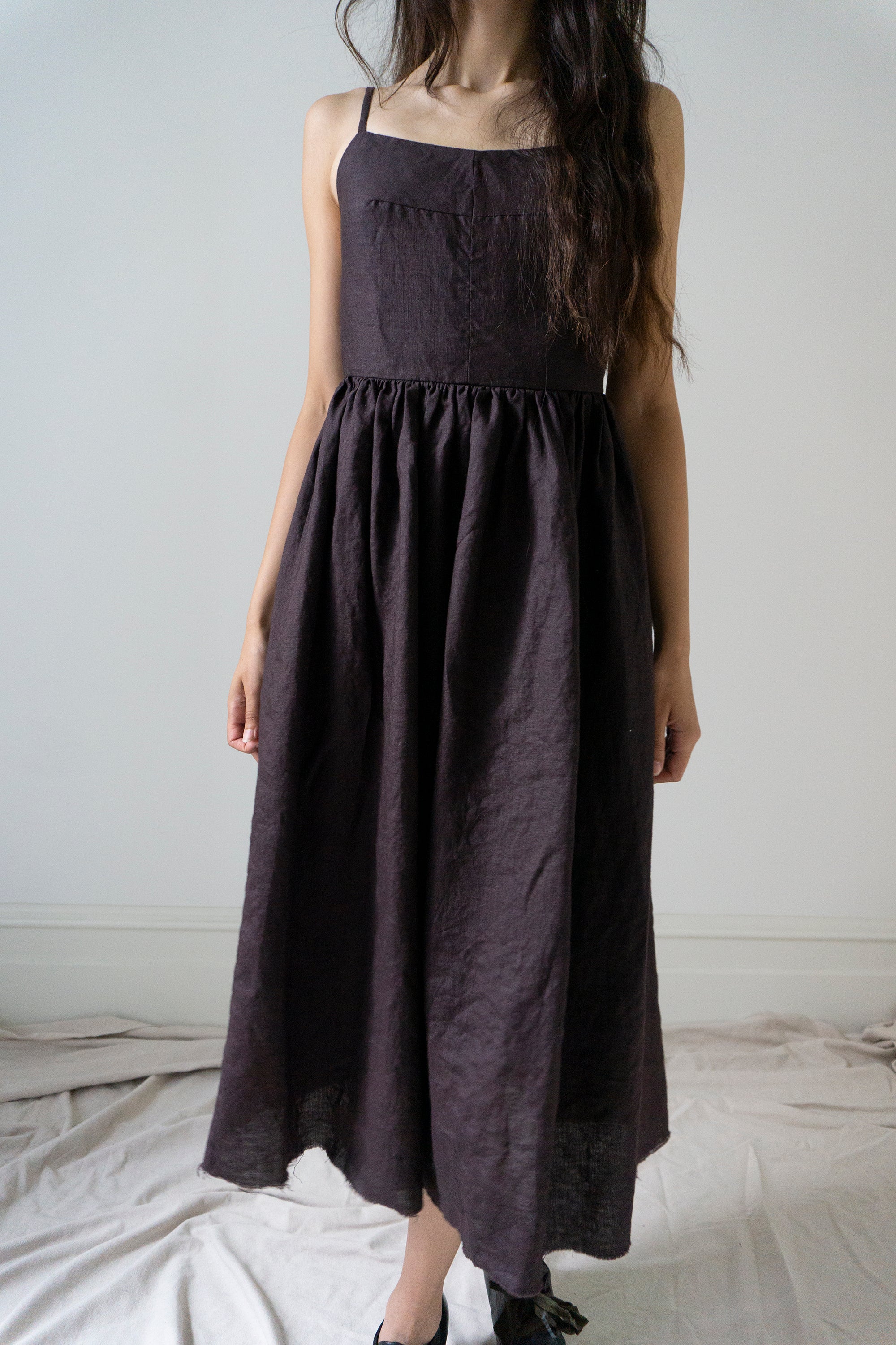 Mathilde Linen Dress - Darkest Plum